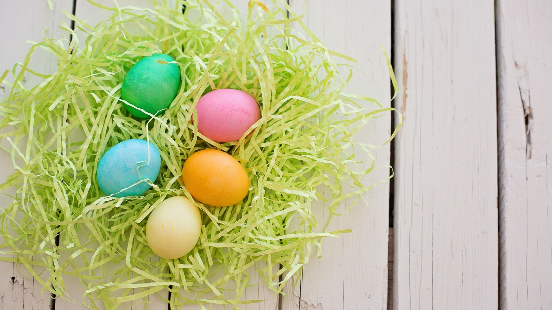 Wallpaper Easter eggs, holiday, celebrations, colorful eggs in nest