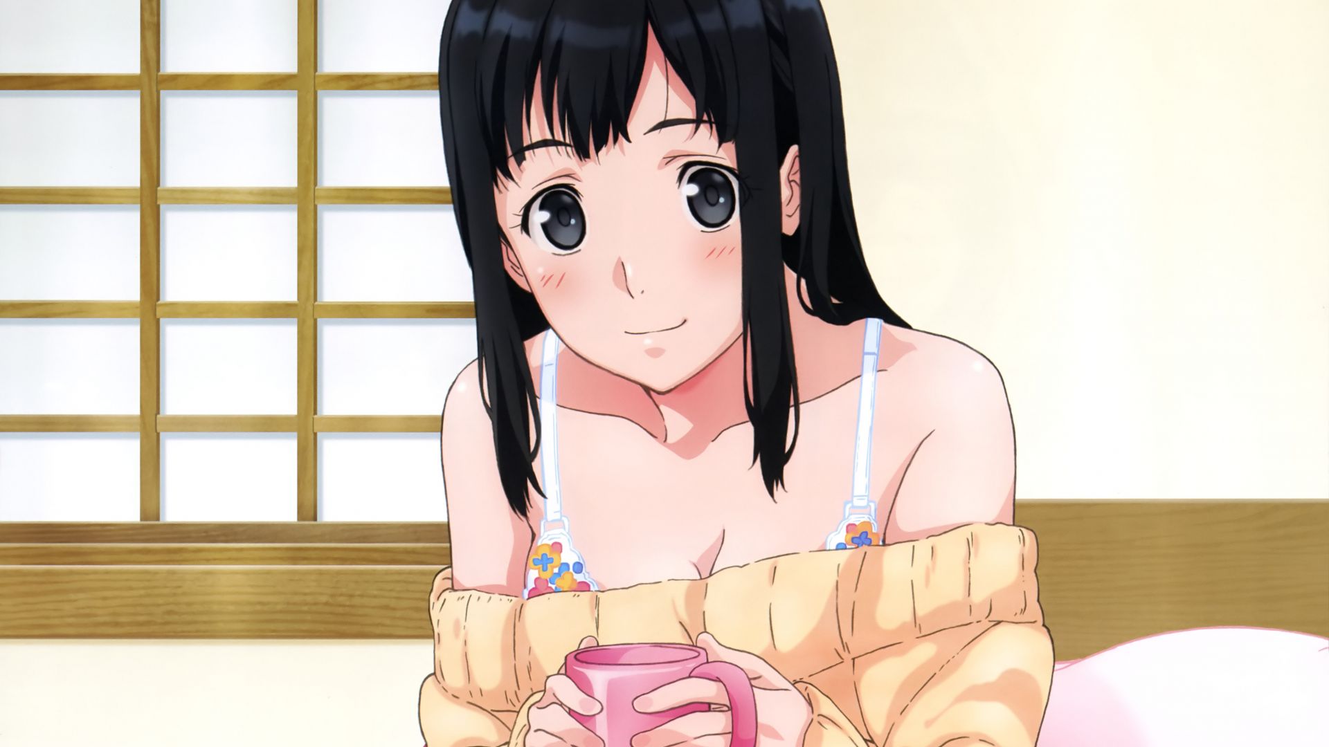 Wallpaper Seiren, anime girl drinking tea