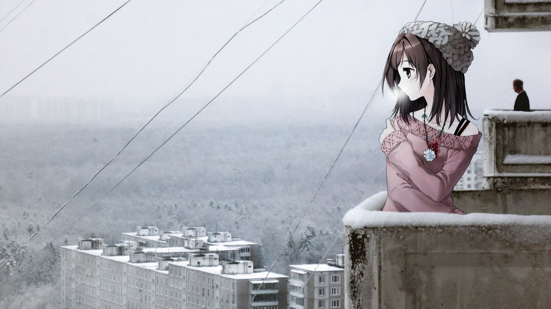 Wallpaper Winter, girl, anime, art