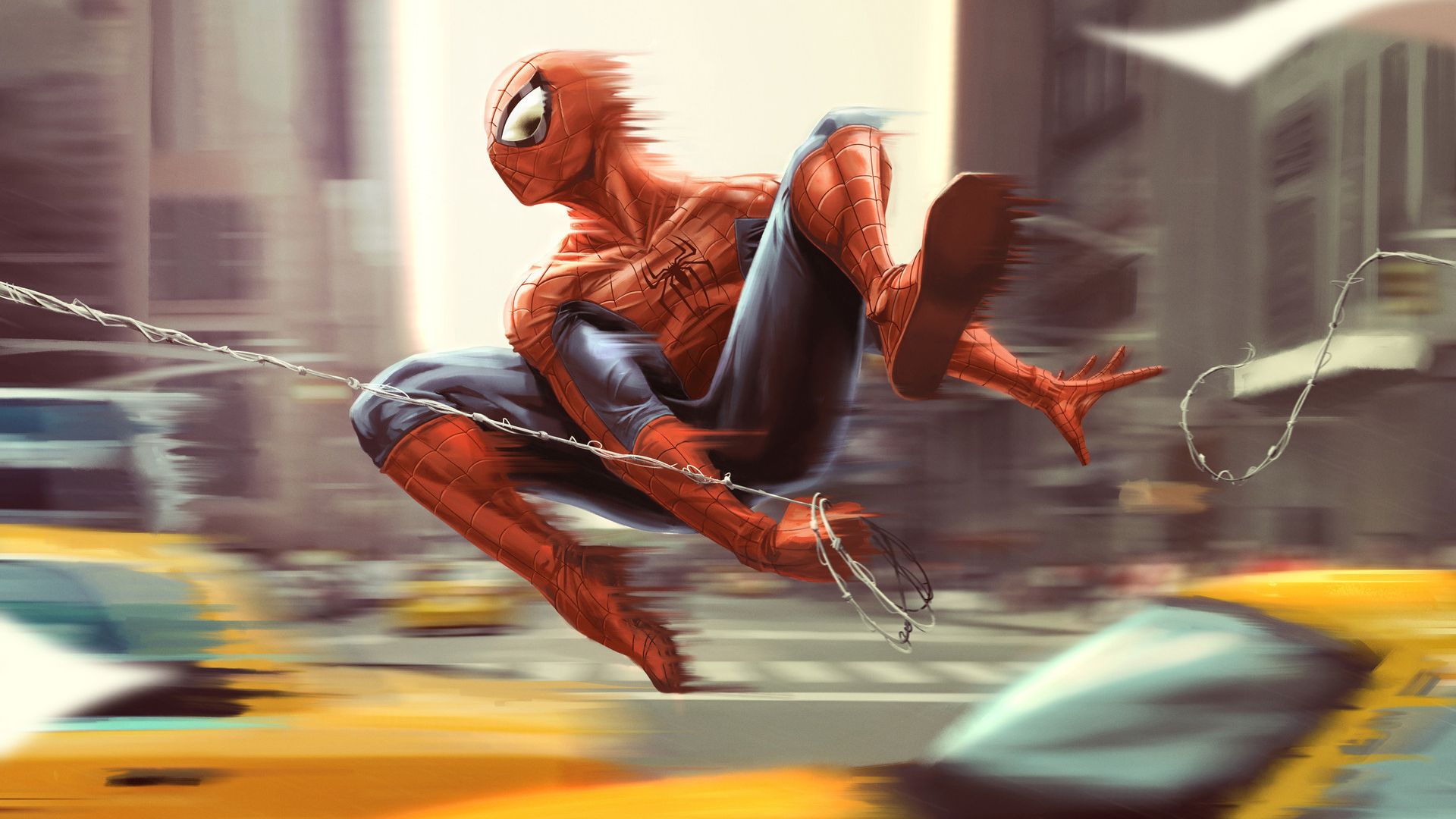 Wallpaper Spiderman, swing, artwork