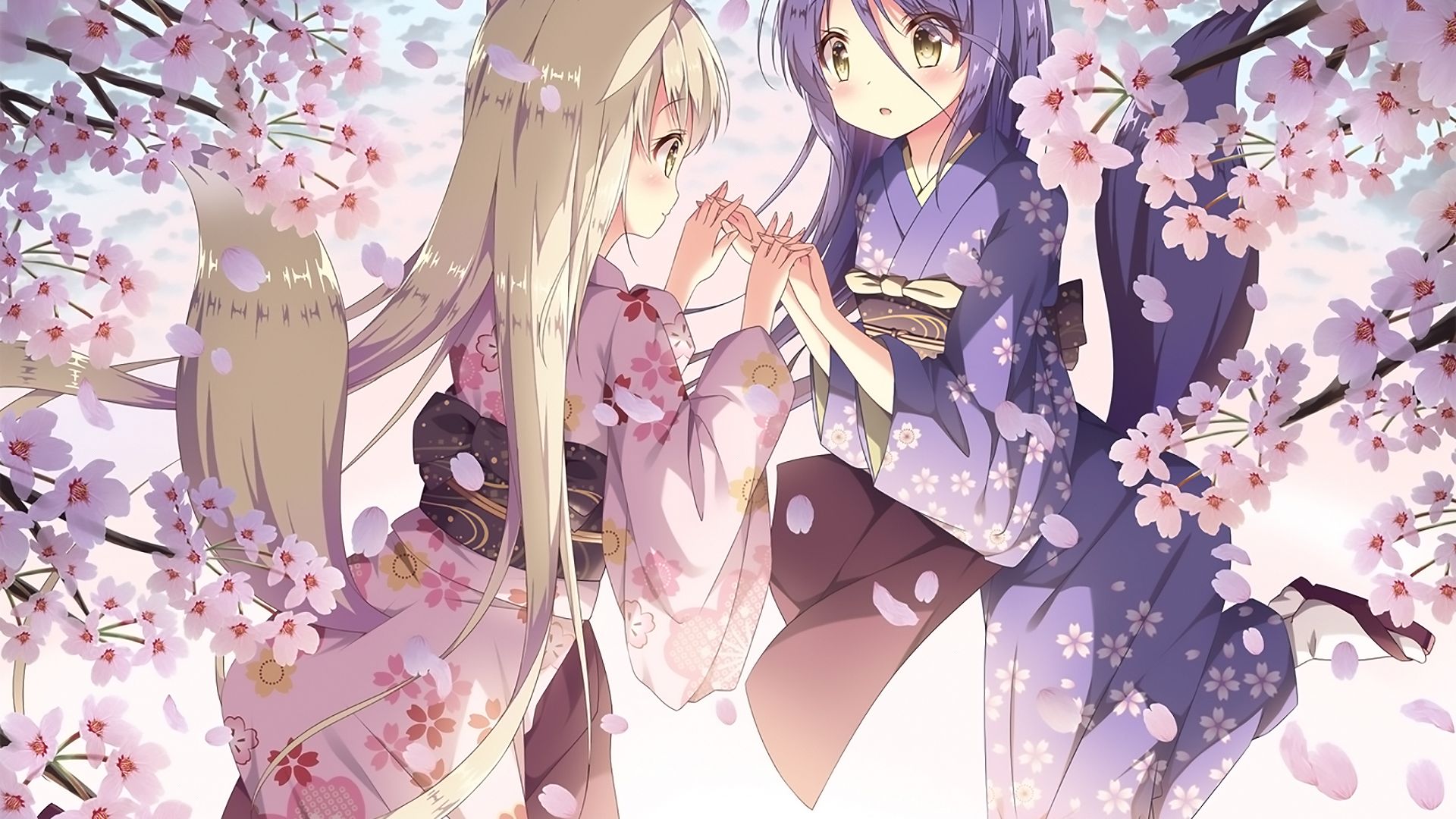 Wallpaper Blossom, anime girls, Konohana Kitan