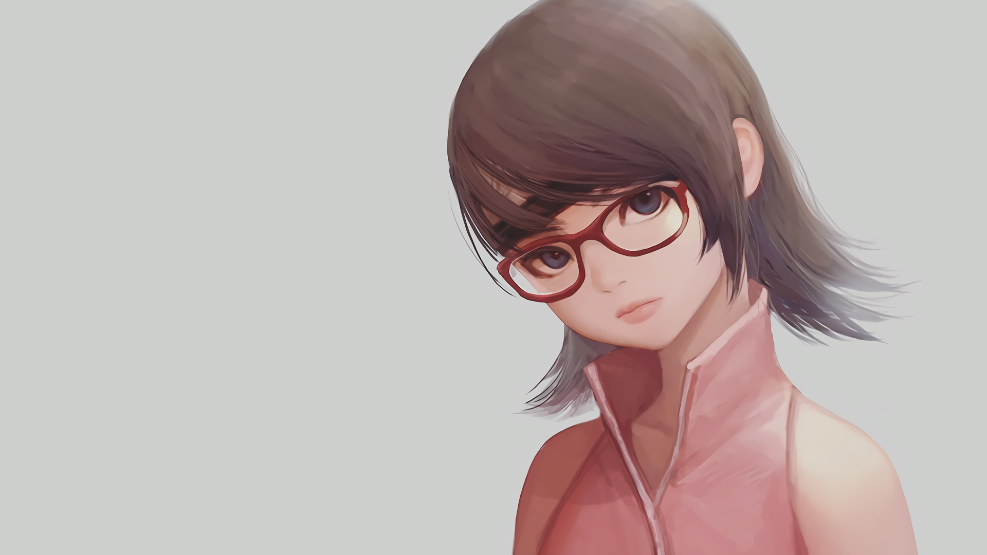 Wallpaper Red Glasses, anime girl, Sarada Uchiha