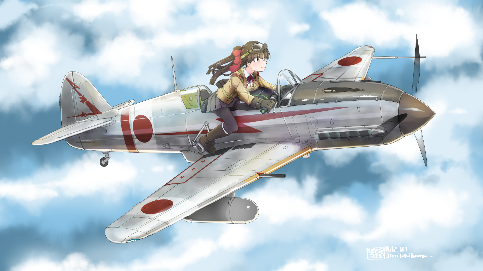 Wallpaper Aviator girls, anime