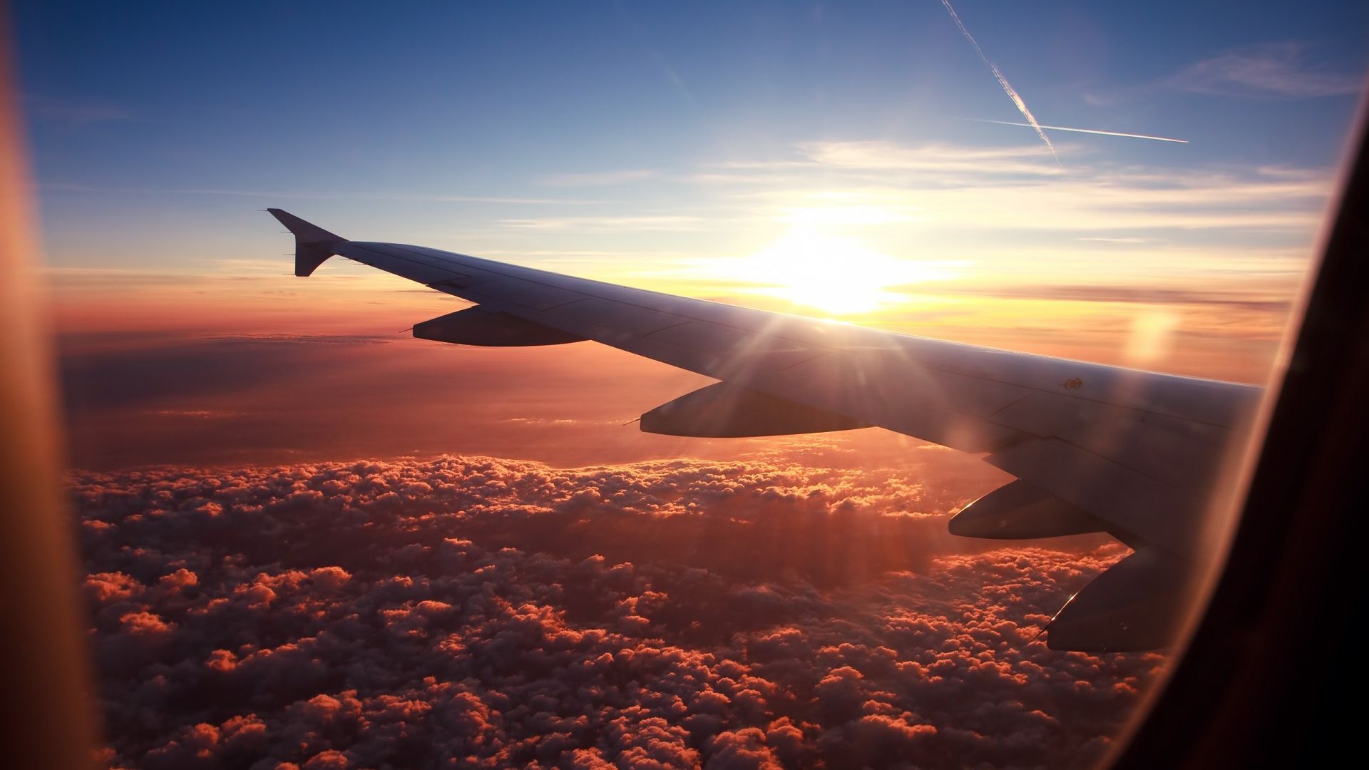 Wallpaper Airplane, plane, wings, clouds, sky, sunlight