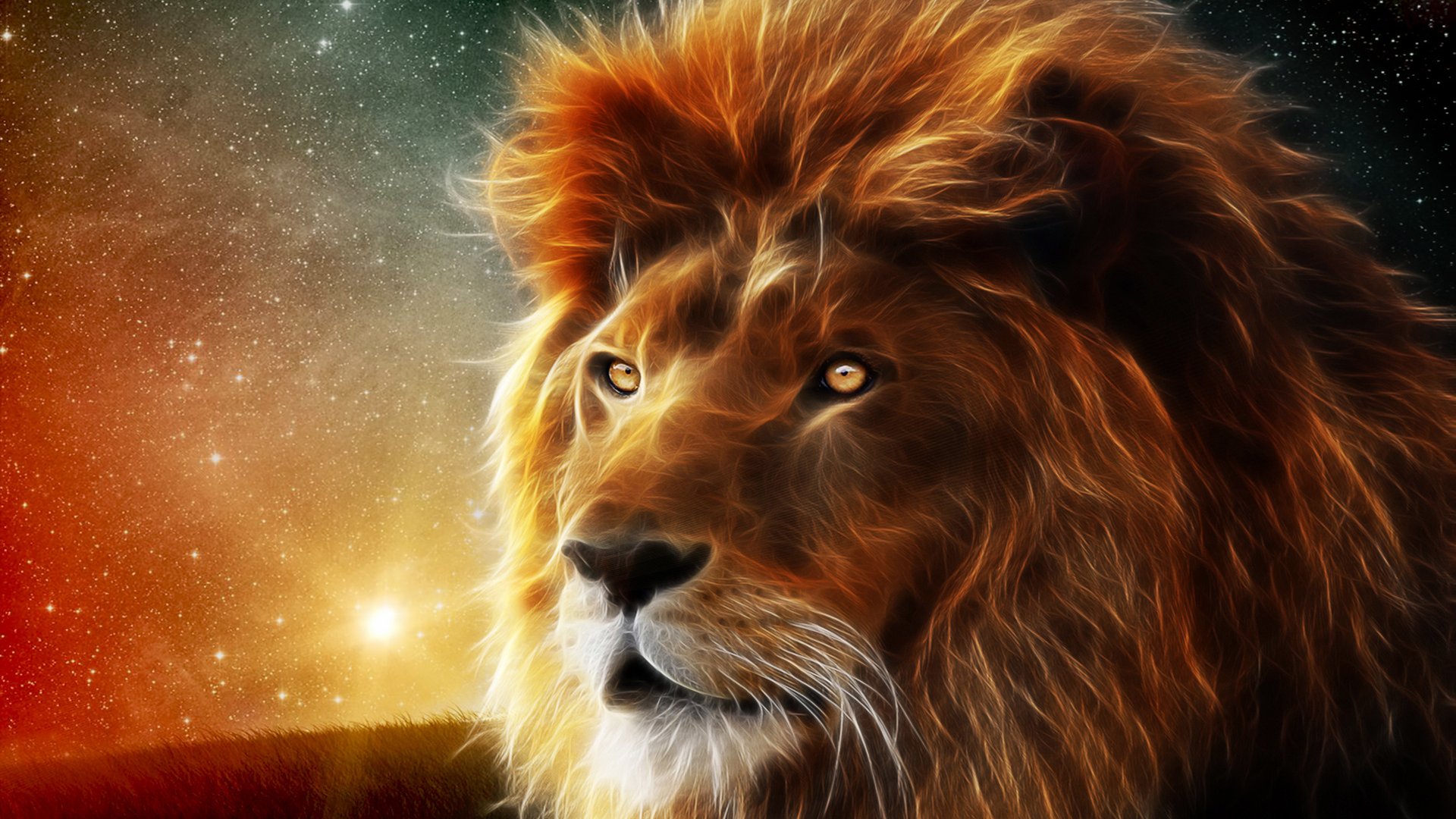 Wallpaper Digital artwork of lion animal