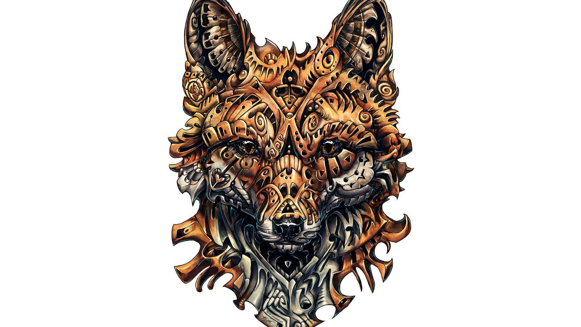 Wallpaper Wild fox muzzle, artwork, 4k