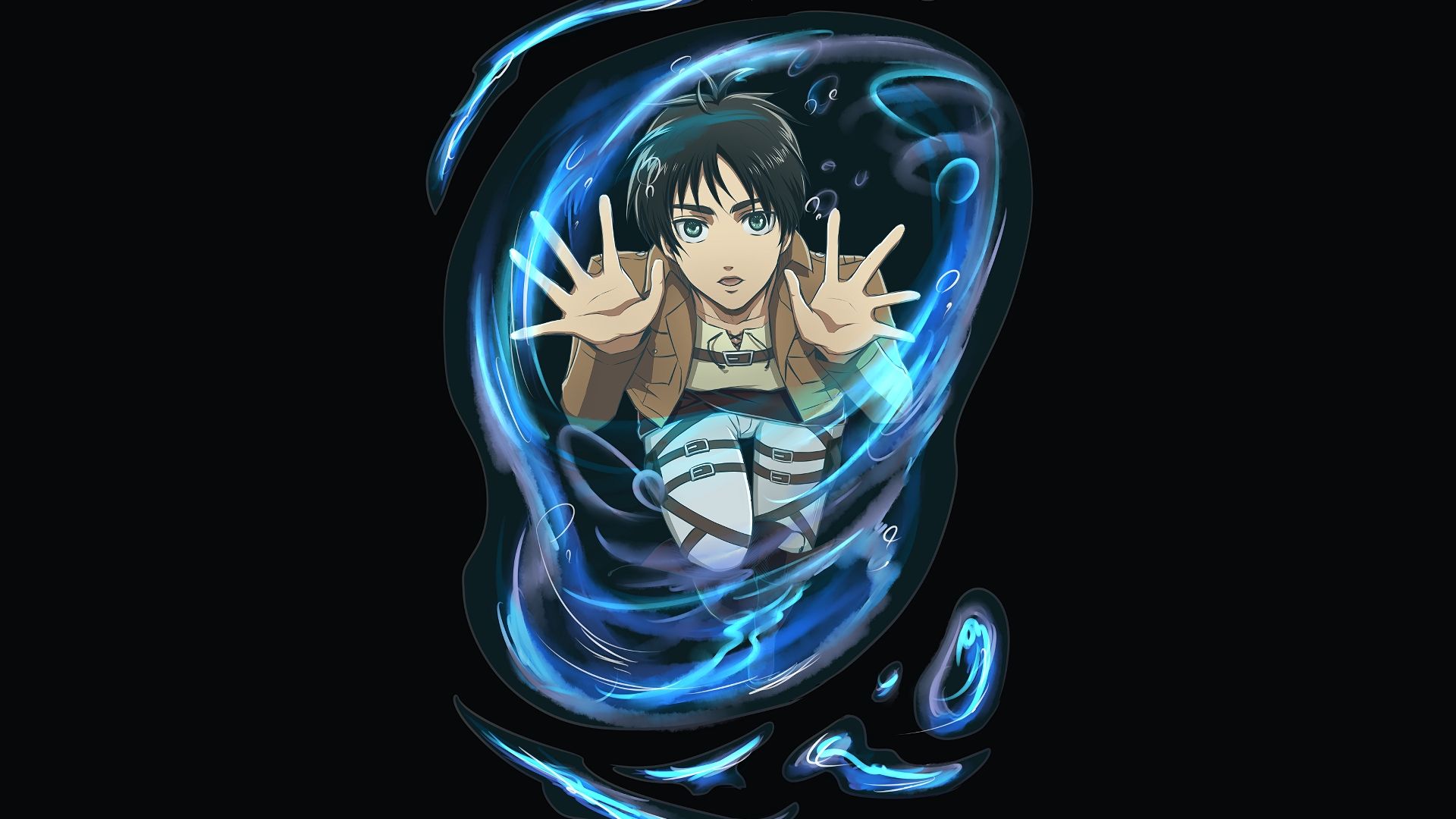 Wallpaper Eren Yeager into water bubble, anime boy