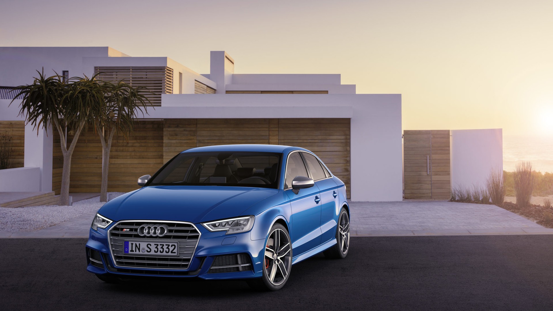Wallpaper Blue Audi S3 luxury car