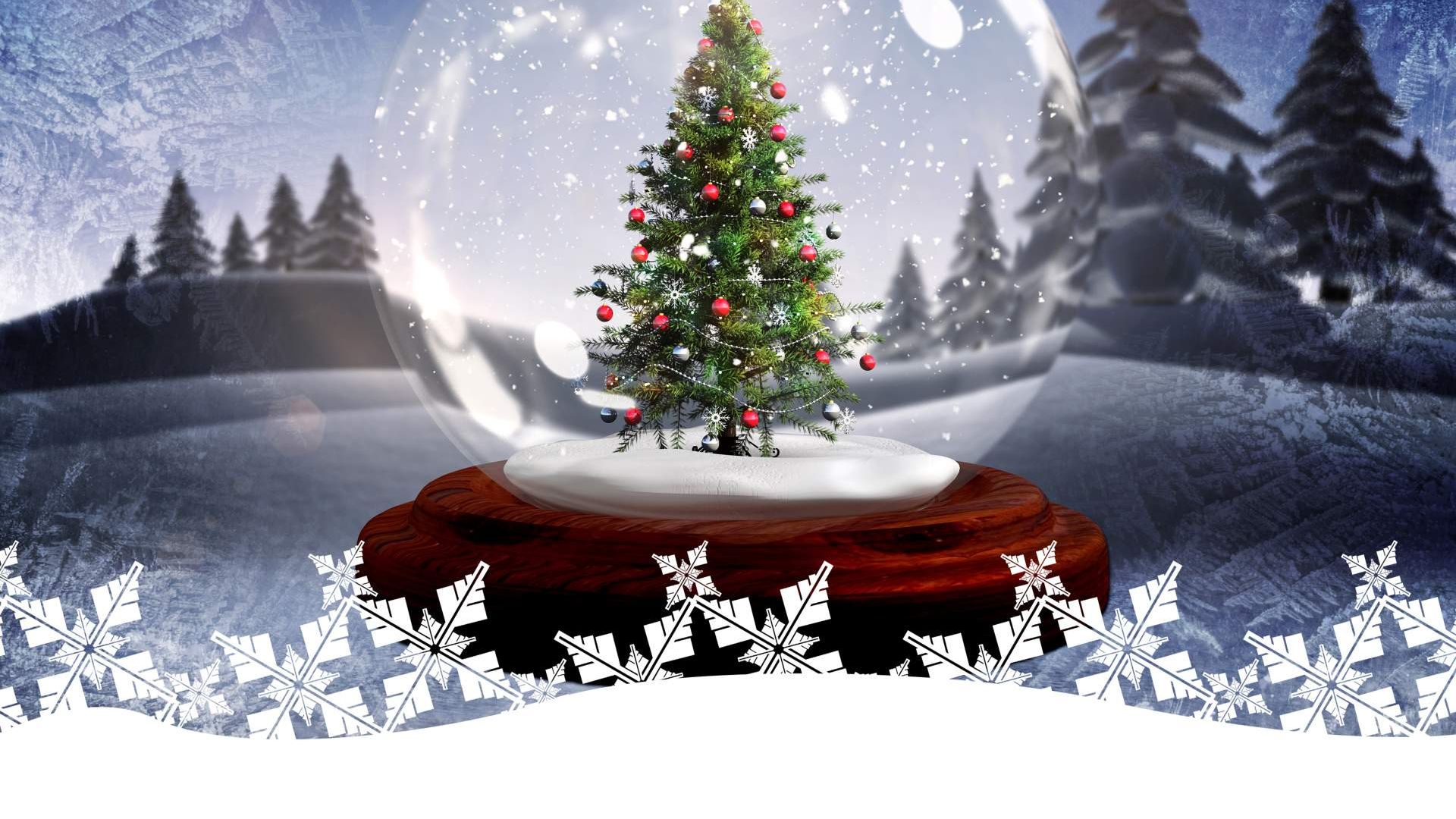 Wallpaper Snow globes, Christmas tree