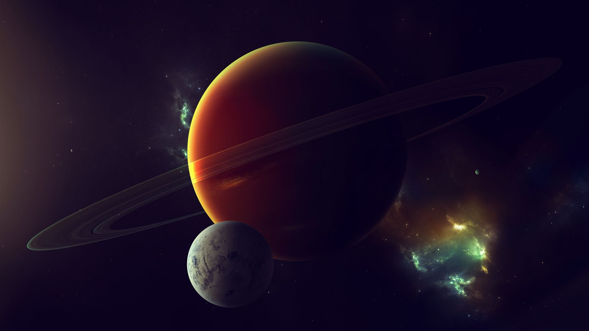 Wallpaper Space planet with orbit