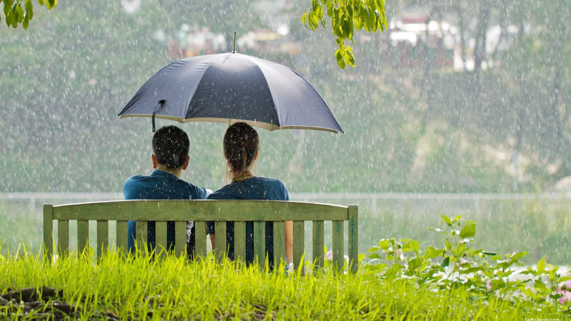 Wallpaper Couple in rain