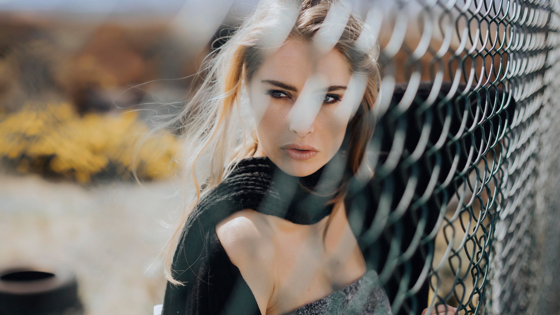 Wallpaper Wire fence, girl, model, blonde