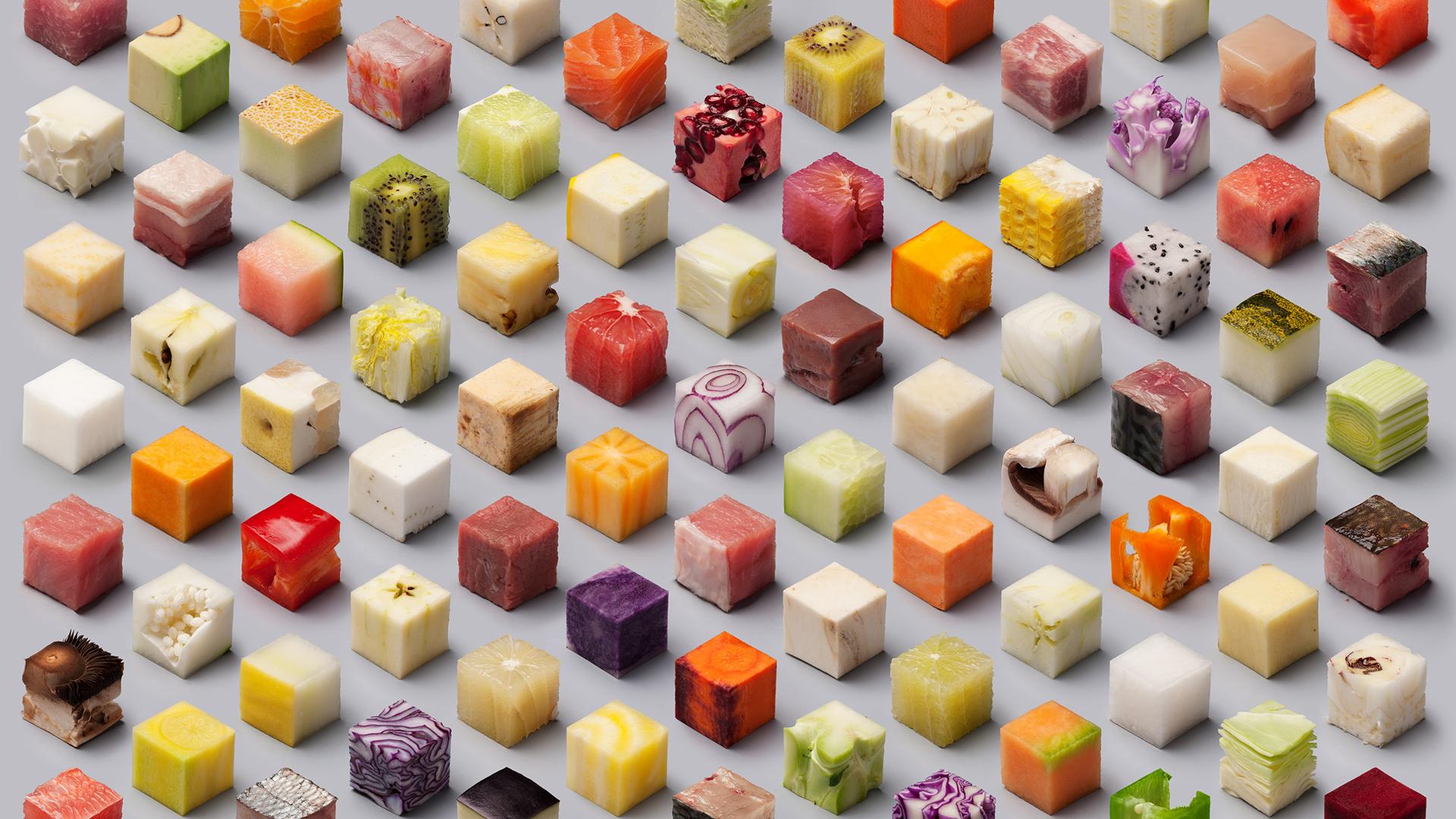 Wallpaper Cubes food items