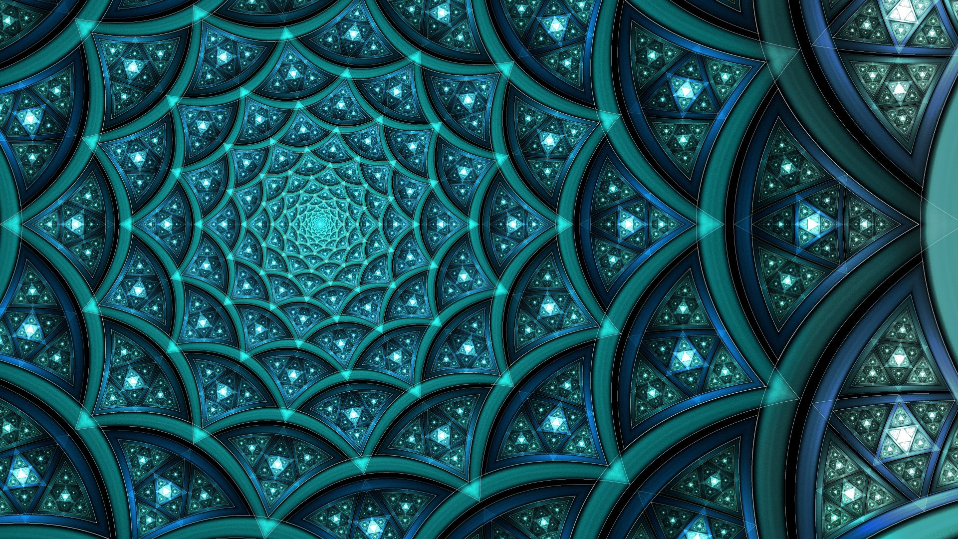 Wallpaper Turquoise, fractal pattern