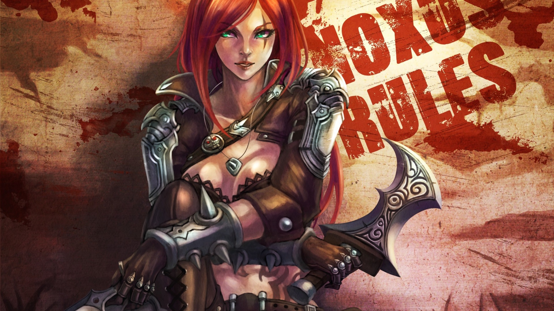 Wallpaper Katarina, League of legends video game, girl warrior
