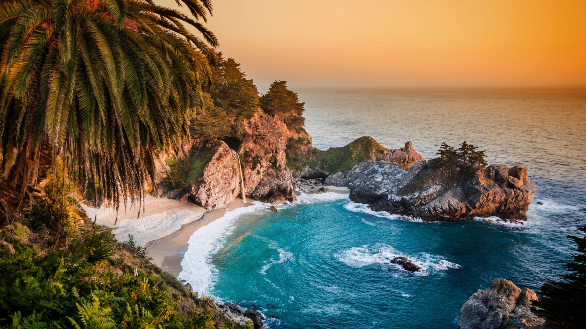 Desktop Wallpaper California, Pacific Ocean, Waterfall, Nature, Hd ...