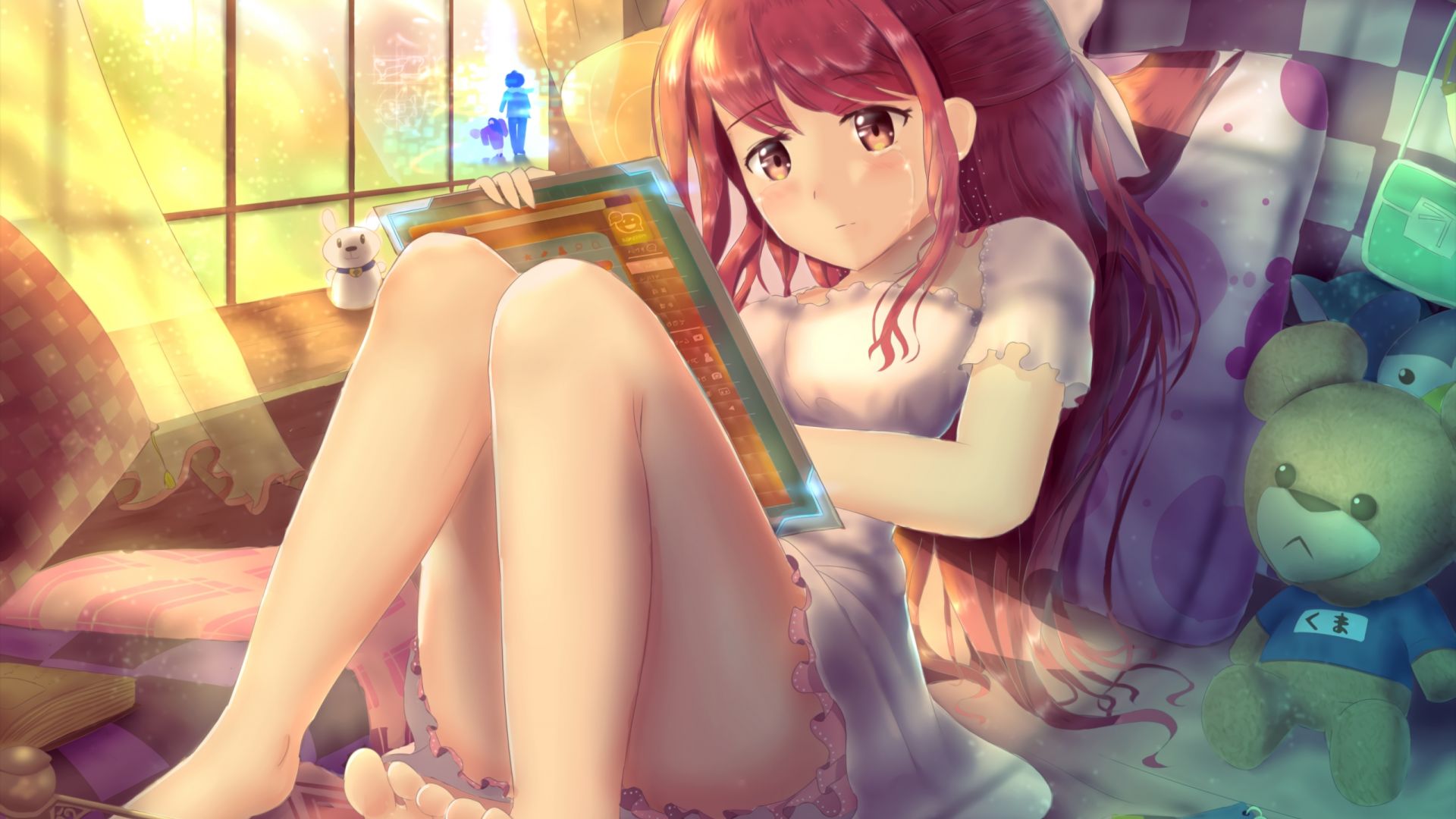 Wallpaper Rin, shelter, anime girl in bed