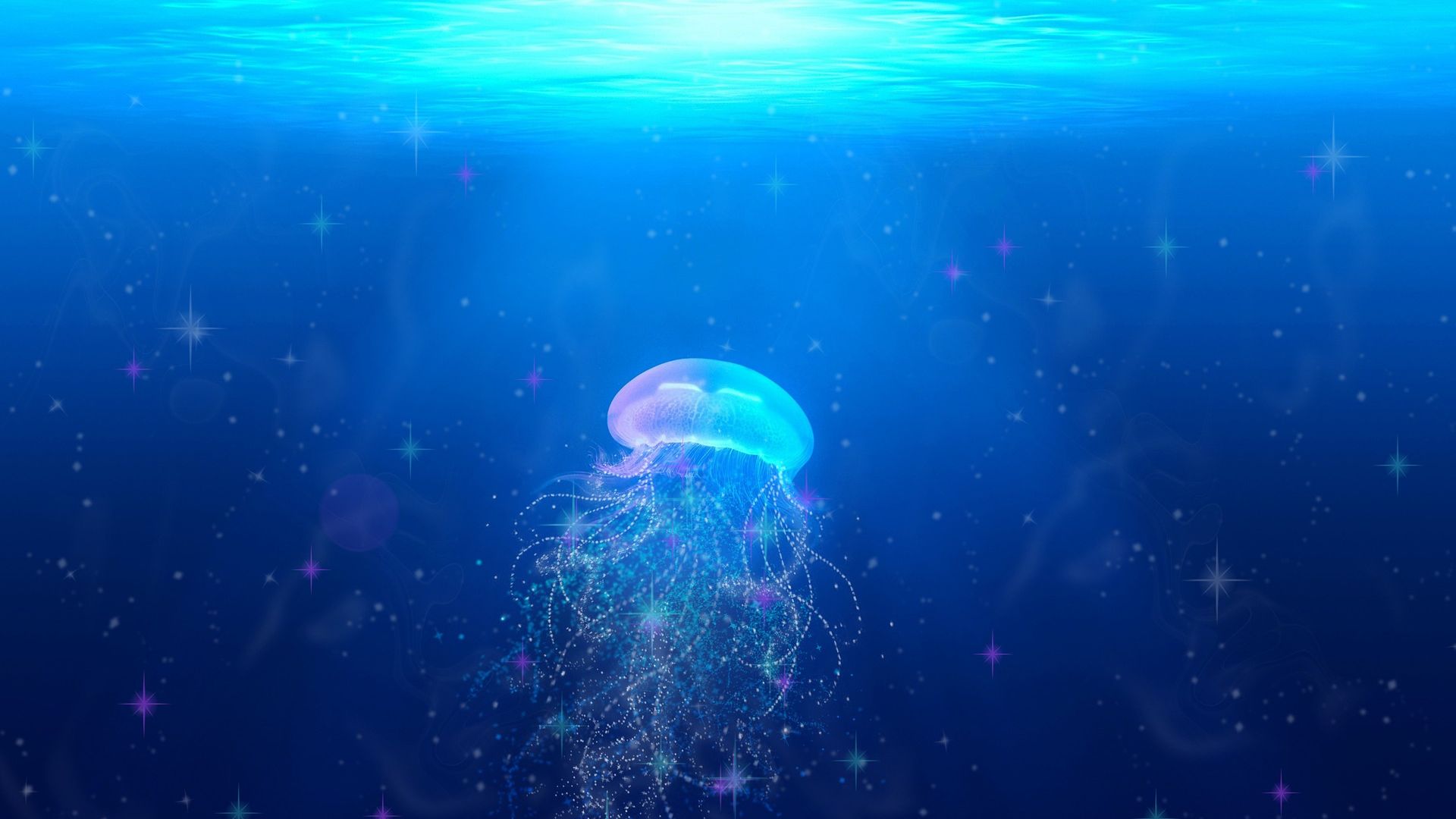 Wallpaper Jellyfish, glitter, art