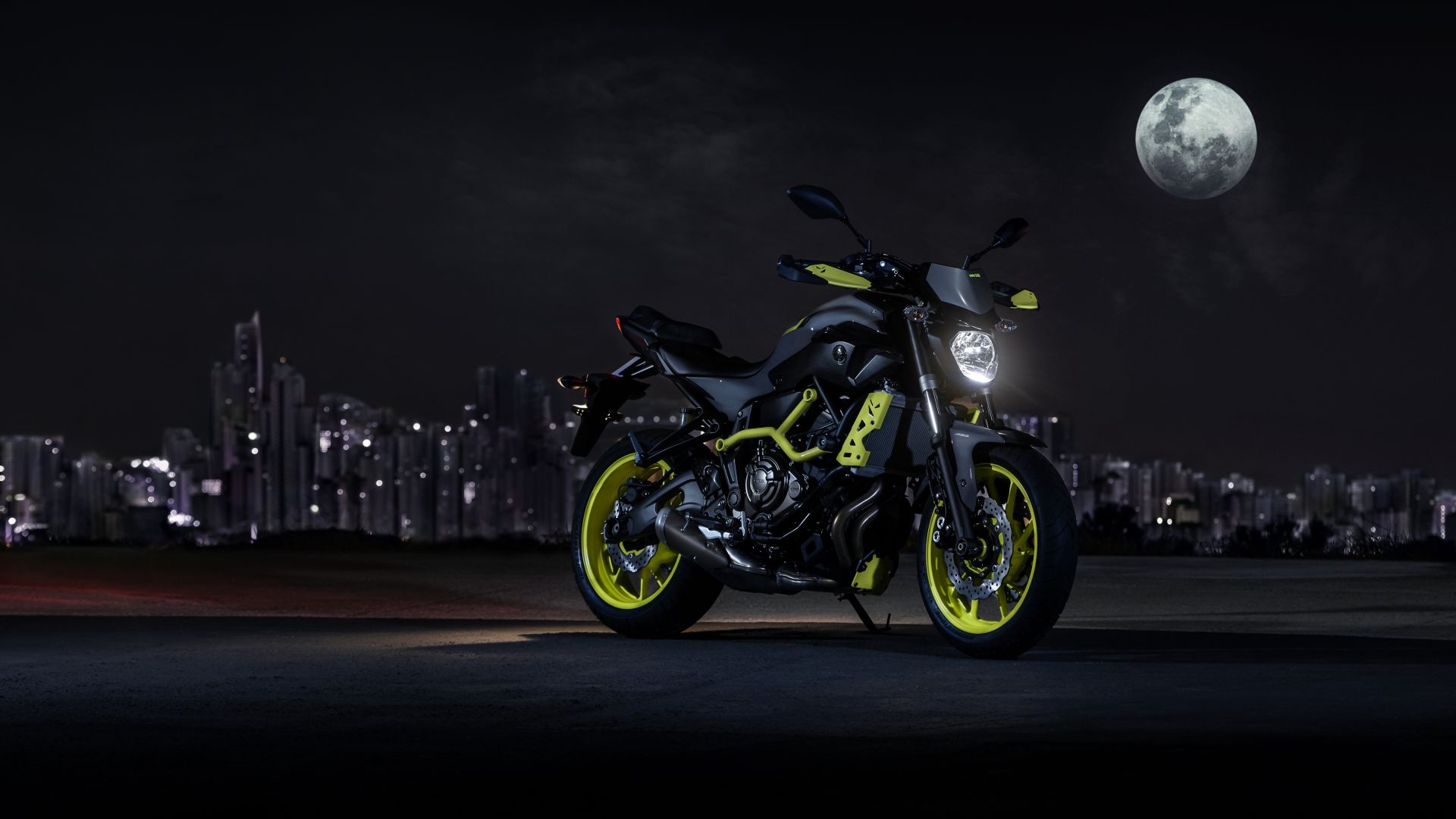 Wallpaper Yamaha MT-07 motorcycle, night, moon