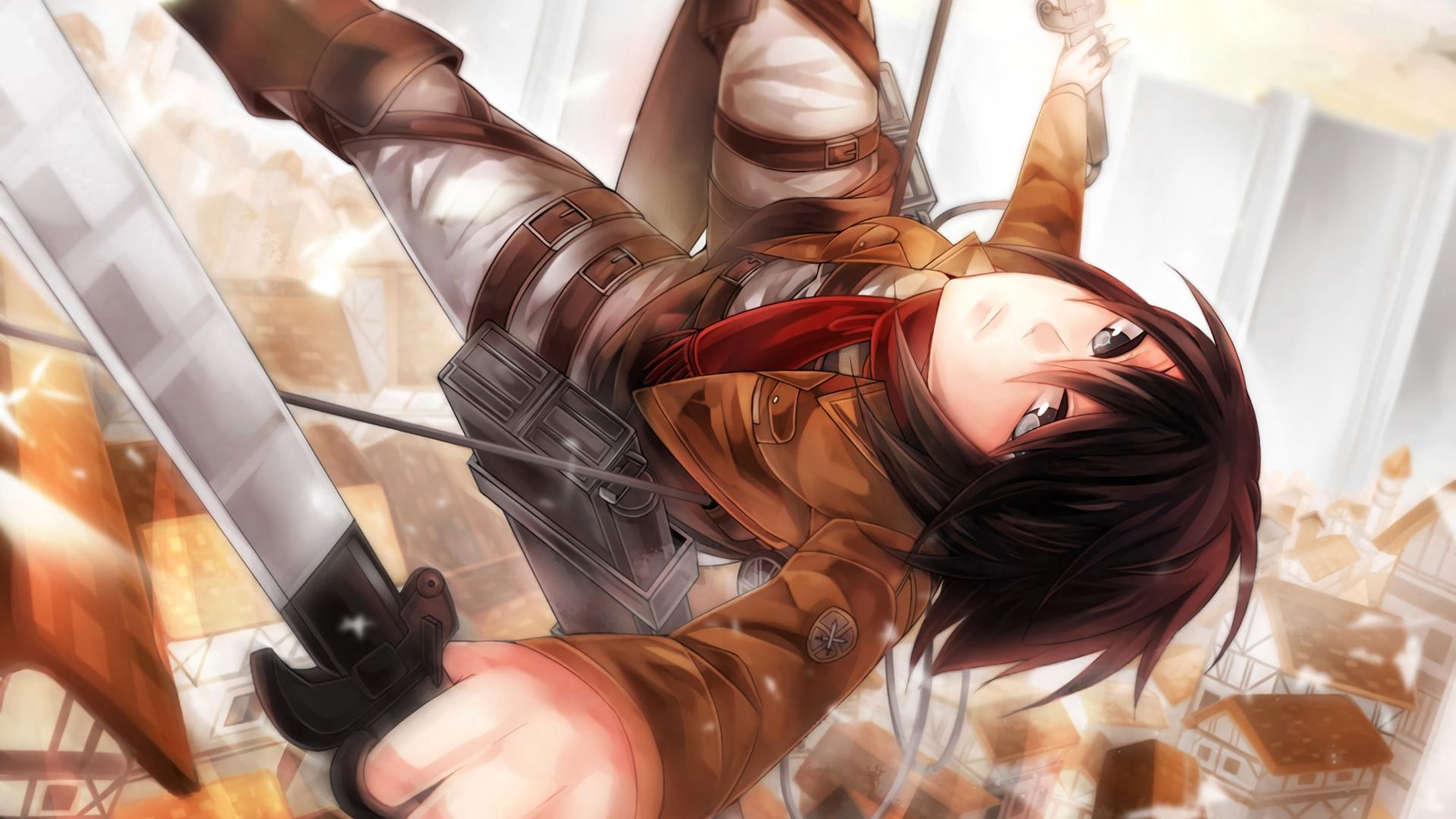 Wallpaper Swords, fight, Mikasa Ackerman