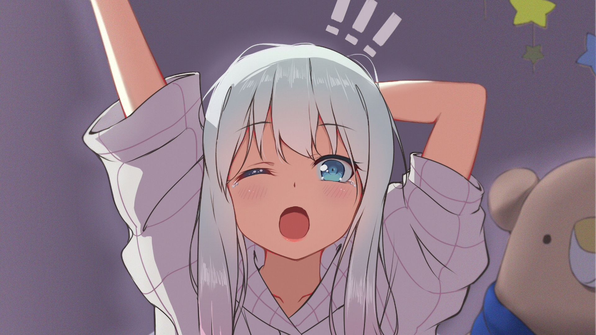 Wallpaper Loud cry of Sagiri Izumi, anime, white hair
