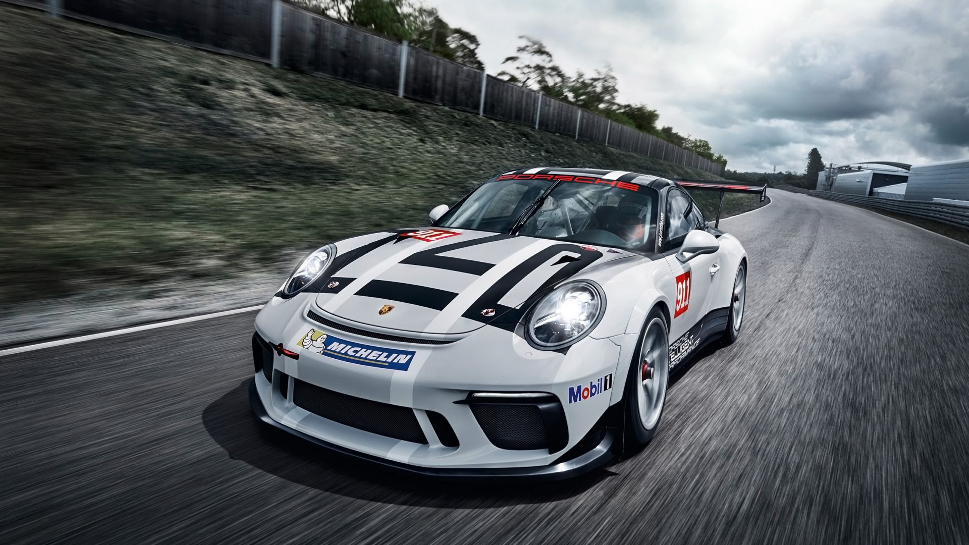 Wallpaper White sports car, on road, Porsche 911, speedster