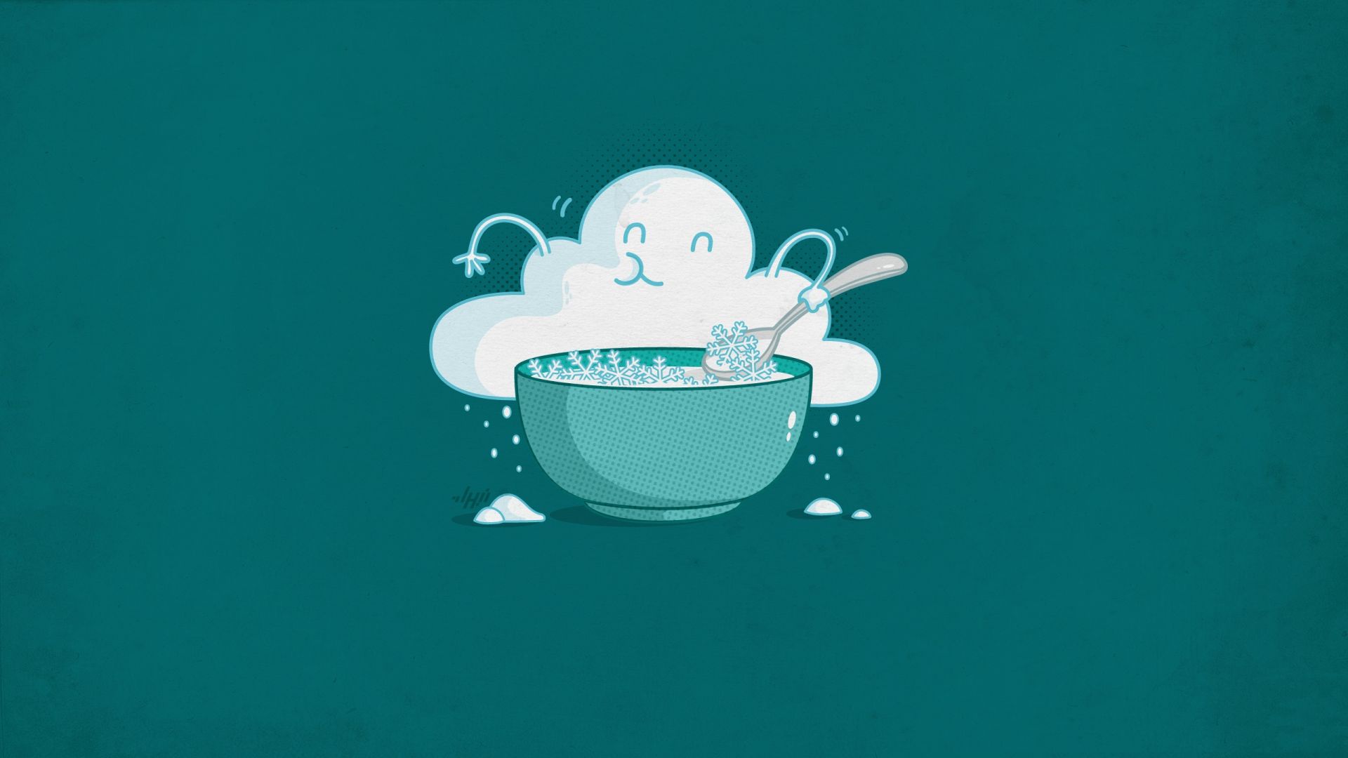 Wallpaper Minimalism, clouds, eating, snowflakes bowl
