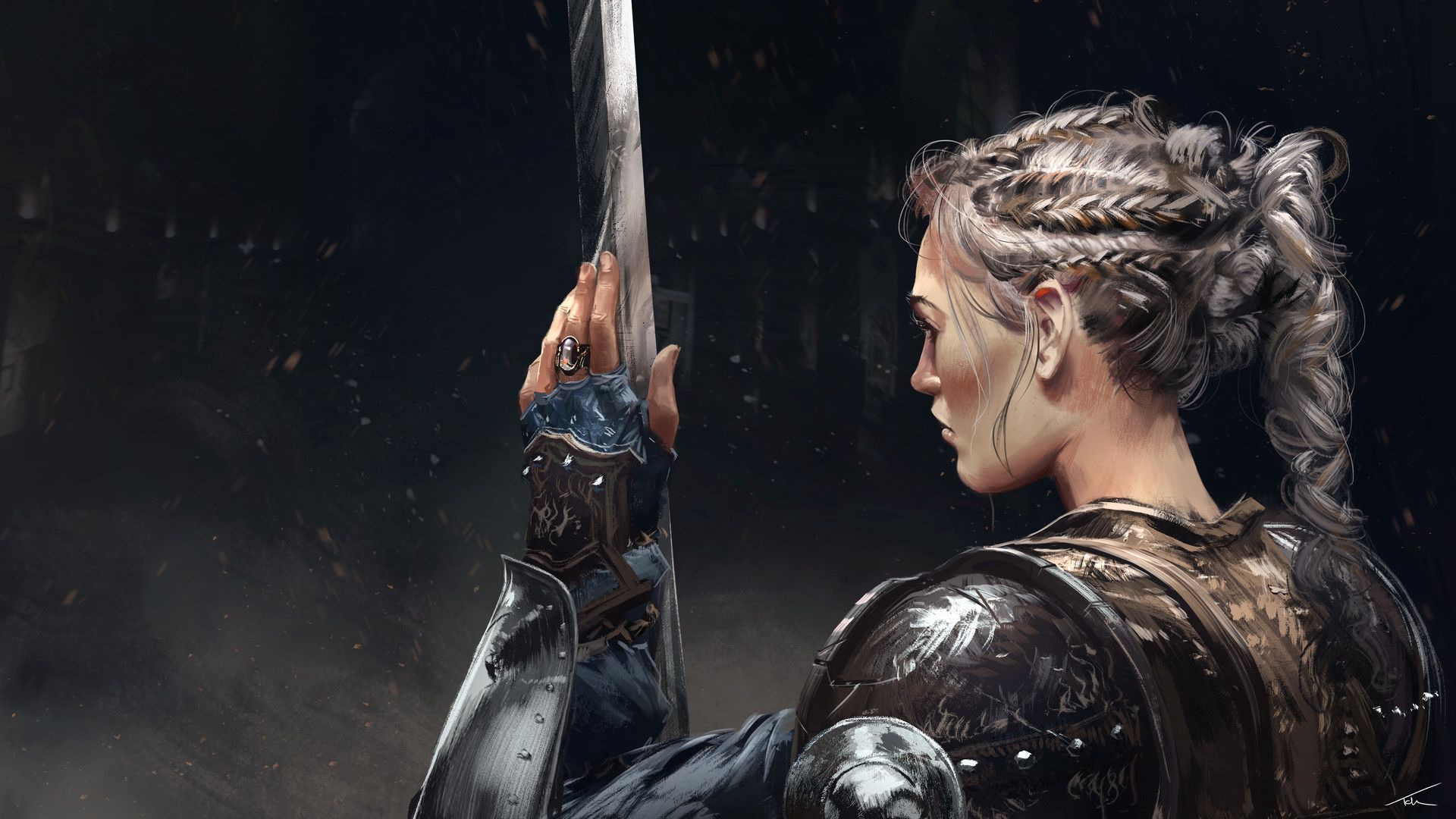 Wallpaper Sword, girl warrior, fantasy