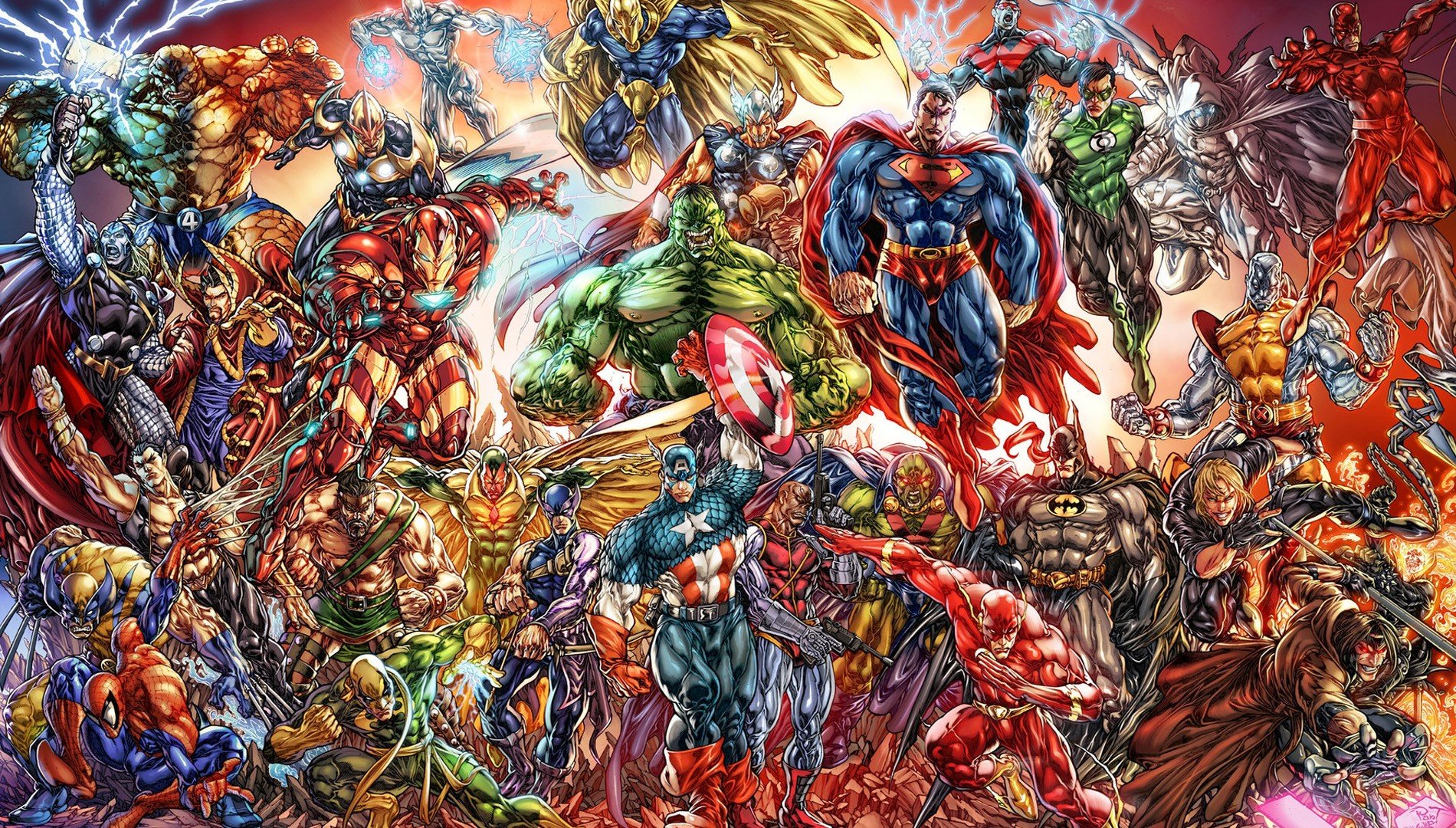 Wallpaper Superheros of dc comics and marvel comics artwork