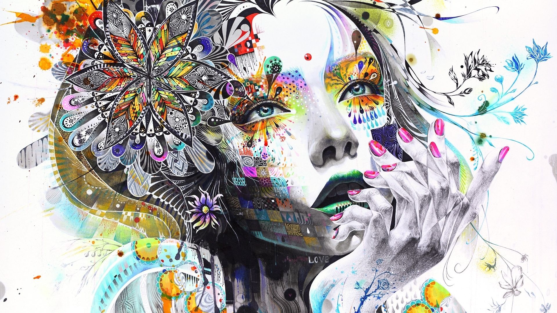 Wallpaper Girl painting abstract artwork
