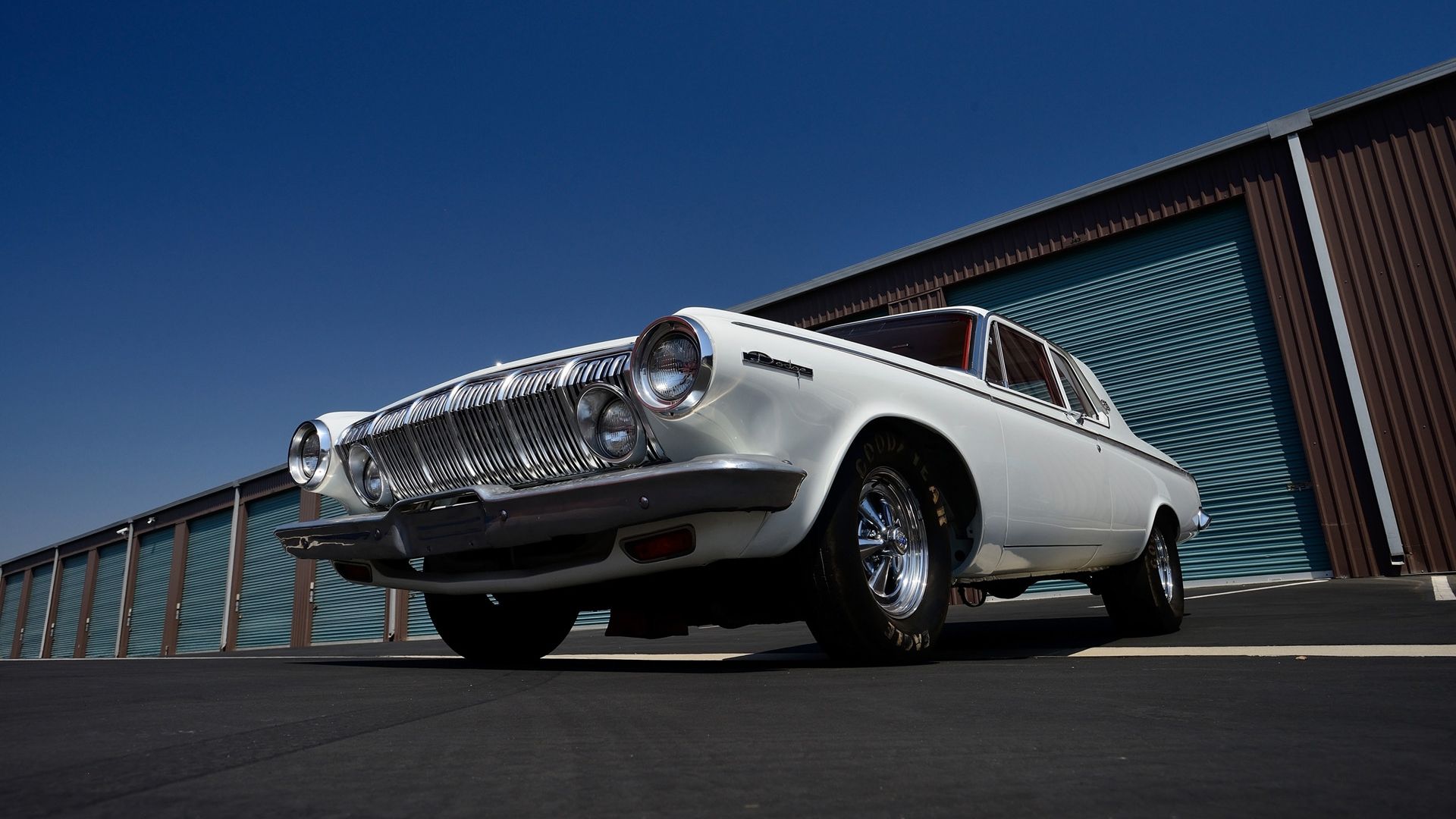 Wallpaper Dodge 330, white muscle car, front view