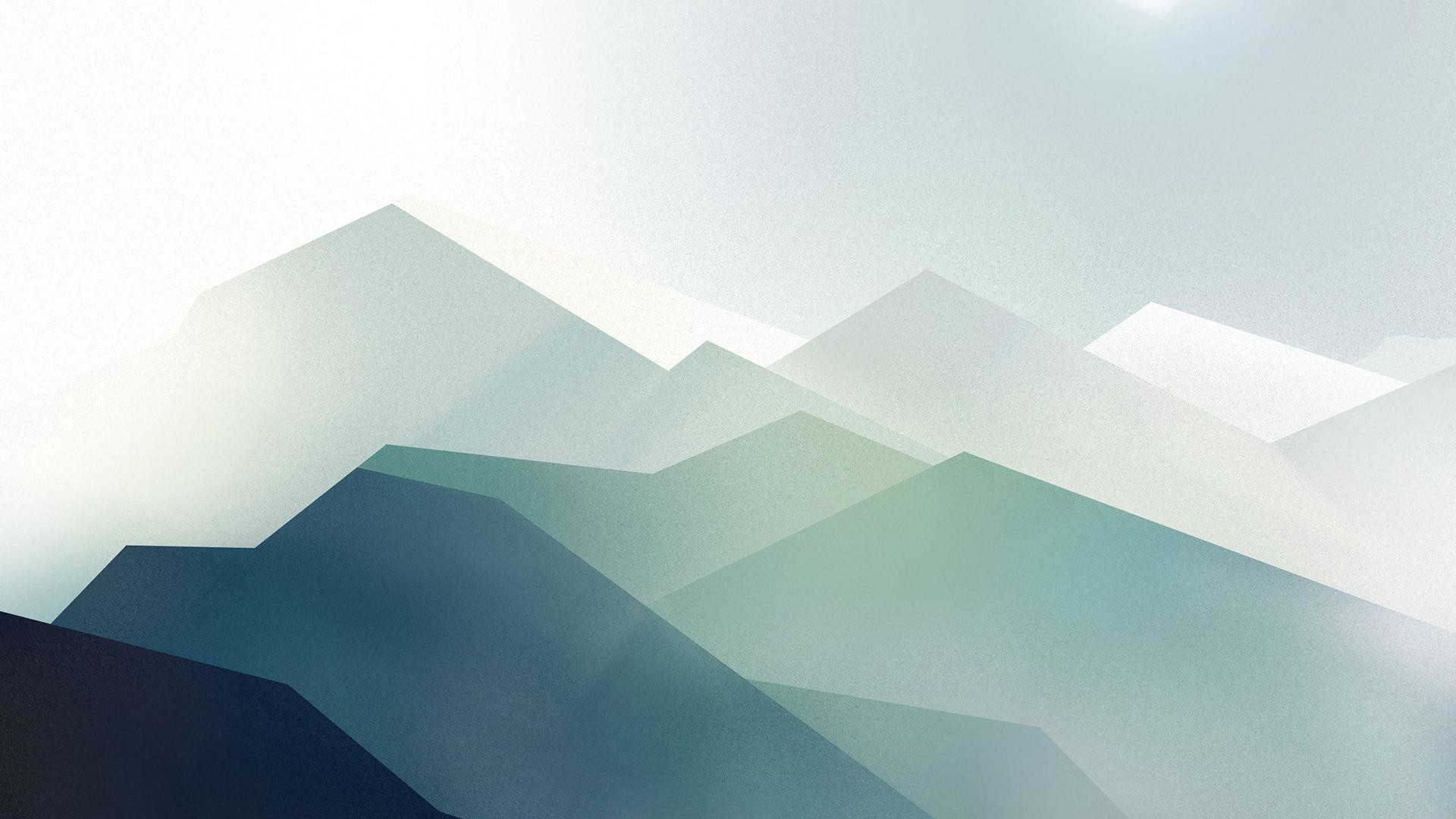 Wallpaper Mountains, digital art, minimal
