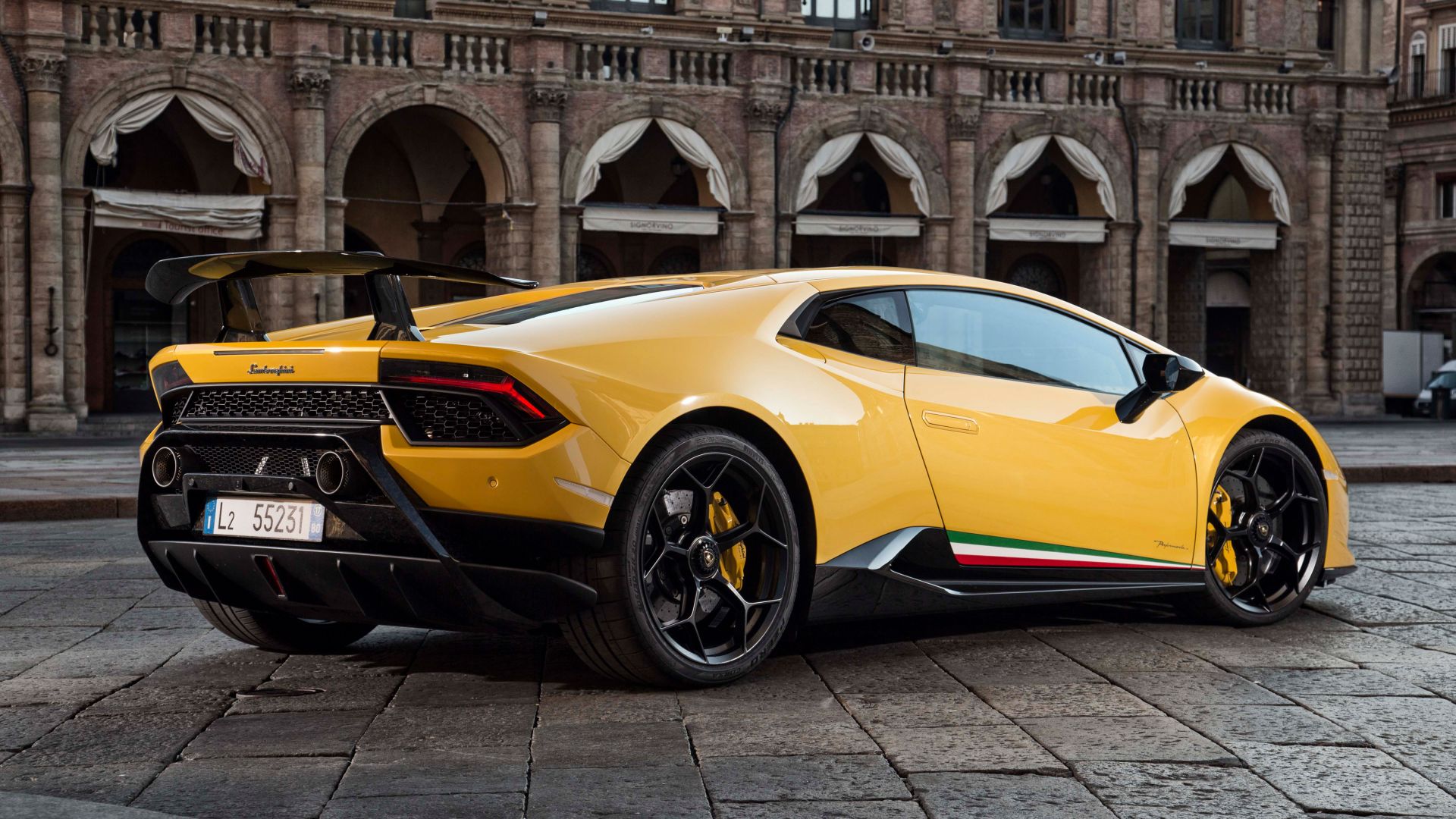 Wallpaper 2018 Lamborghini Huracan Performante, yellow car, rear view