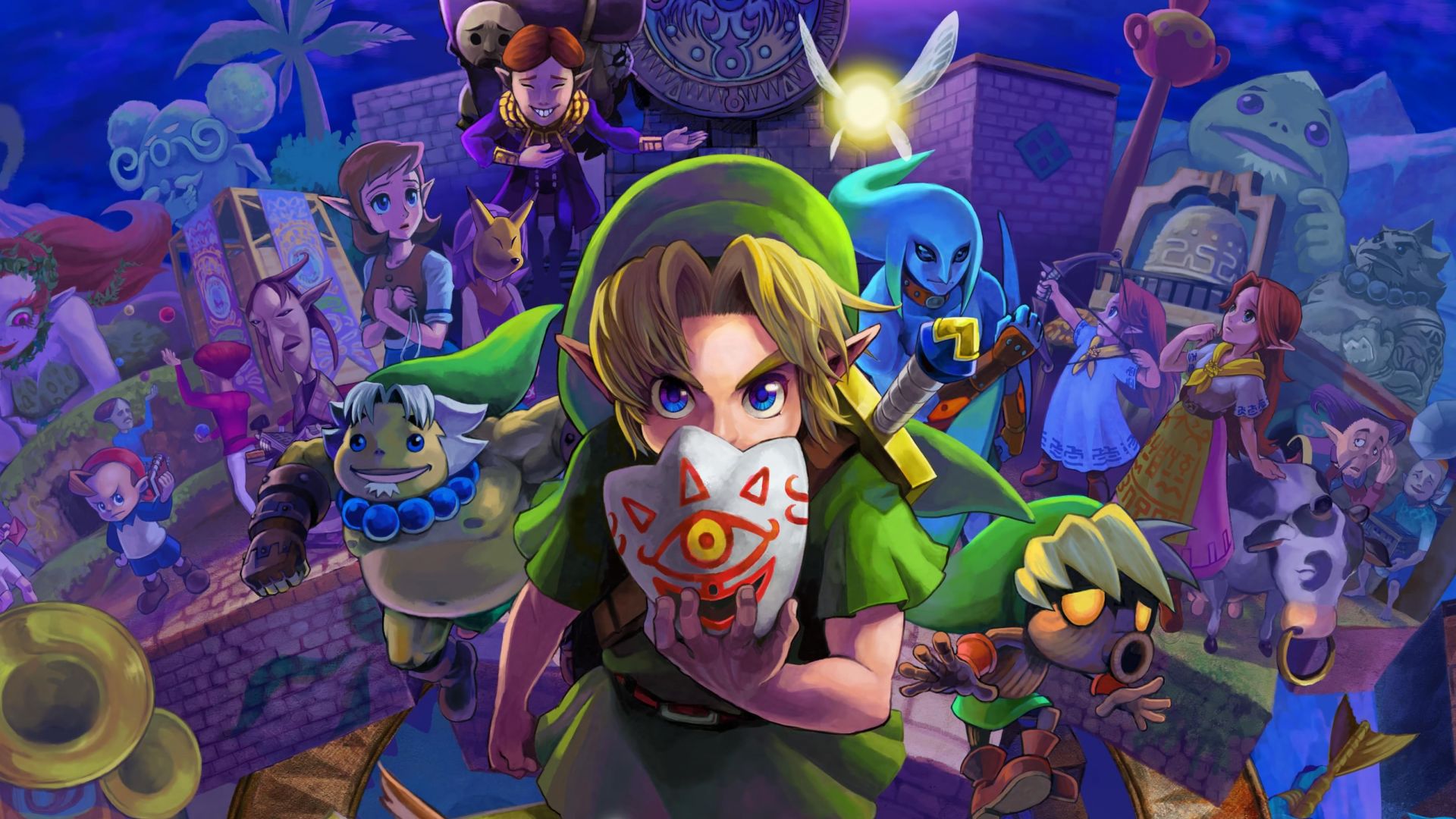 Wallpaper The Legend of Zelda: Majora's Mask, Link, mask, video game