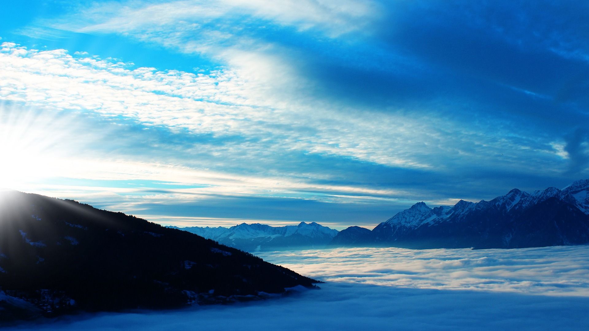 Wallpaper Above the clouds, sky, nature, horizon, mountains