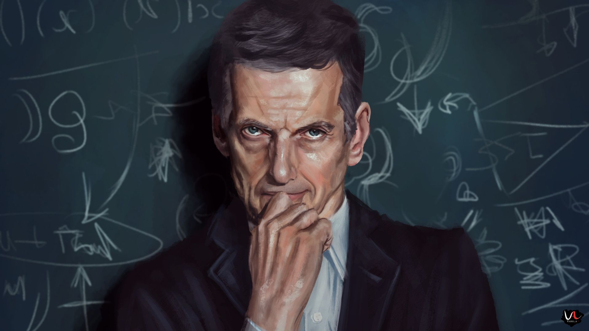 Wallpaper Doctor who TV show, Peter Capaldi, face, art