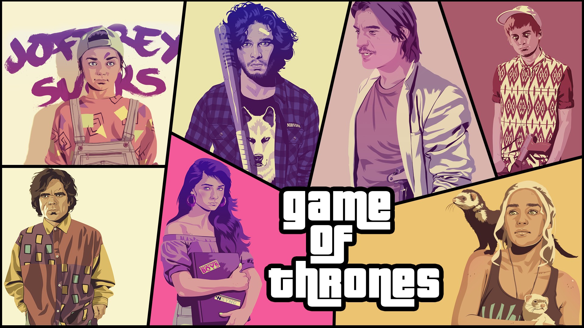 Wallpaper Game of thrones, GTA style, video game, crossover, cast