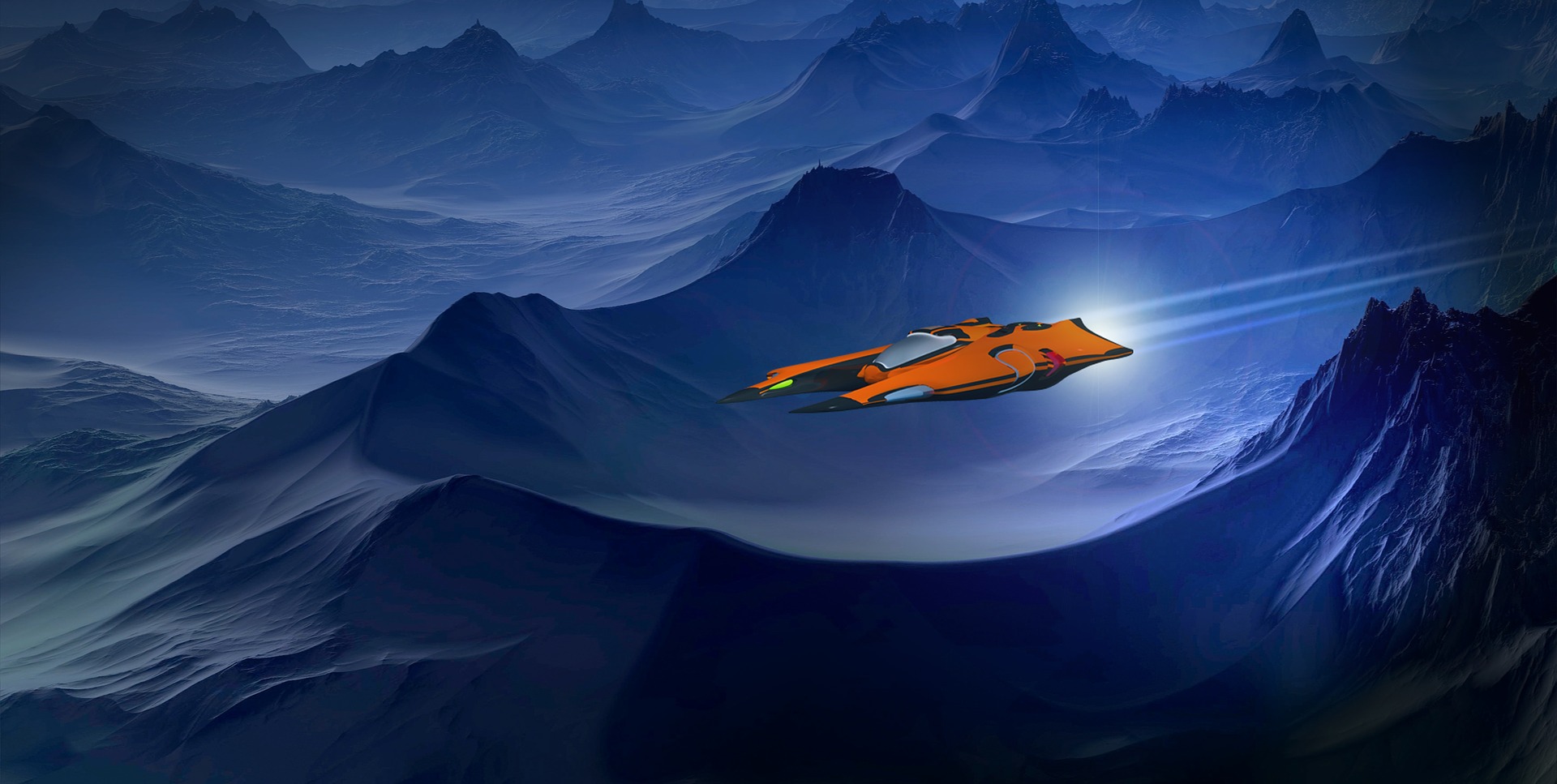 Wallpaper Spaceship, aircraft, landscape