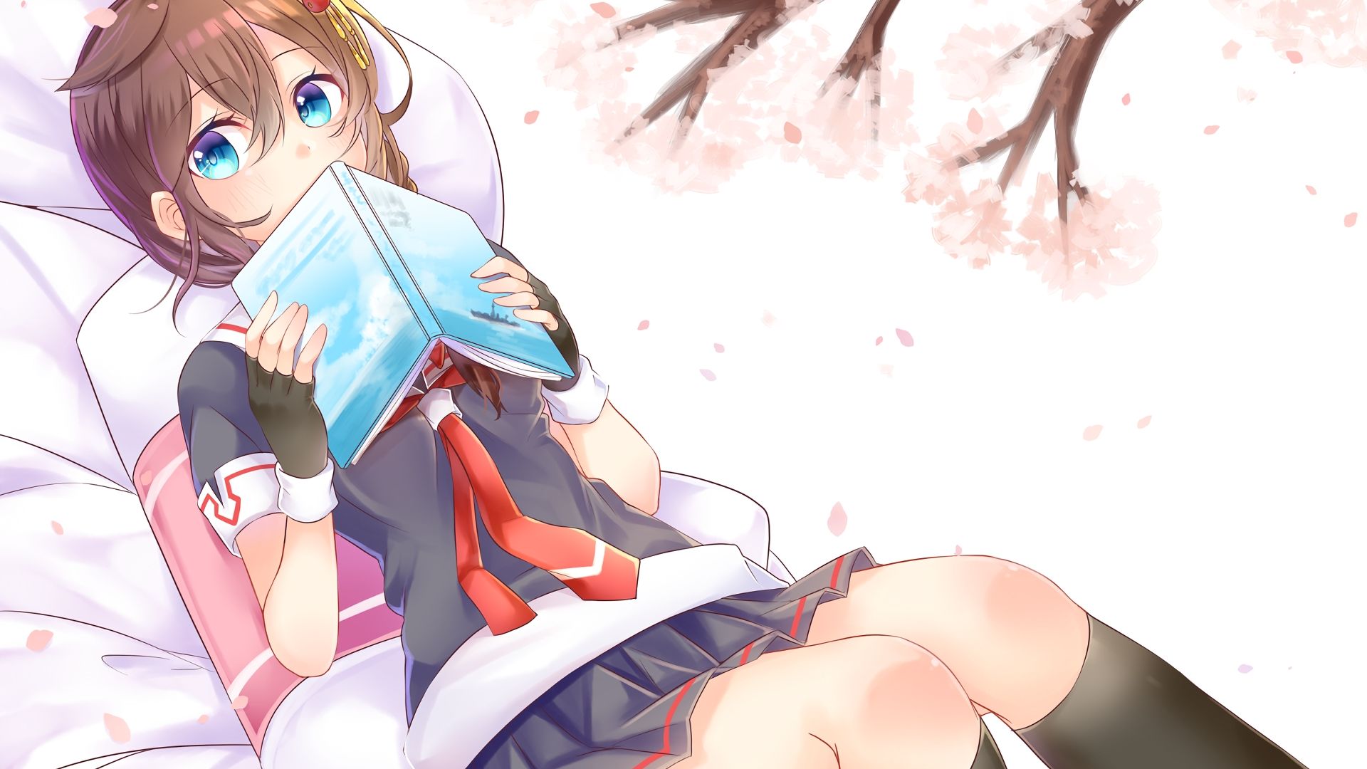 Wallpaper Shigure, kancolle, reading book, anime girl