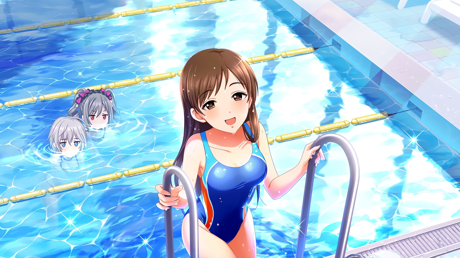 Wallpaper Anastasia minami nitta ranko kanzaki anime girl swimming pool