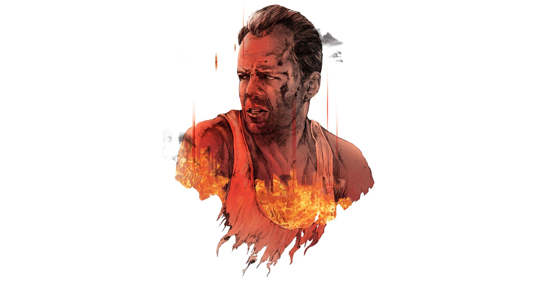 Wallpaper Bruce Willis, Die Hard movie, artwork