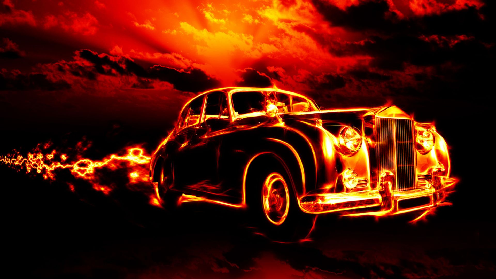 Wallpaper Car, Fire, art