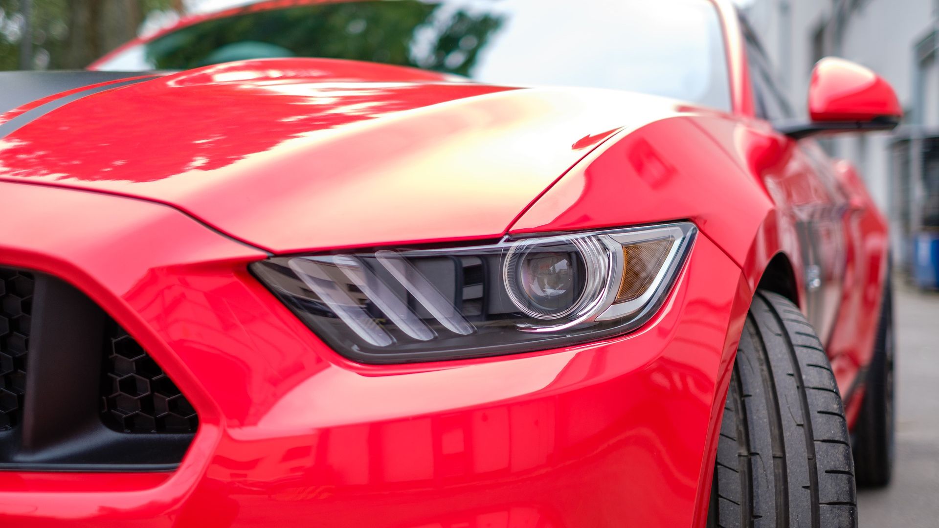 Wallpaper Mustang GT, sports, red car, headlight