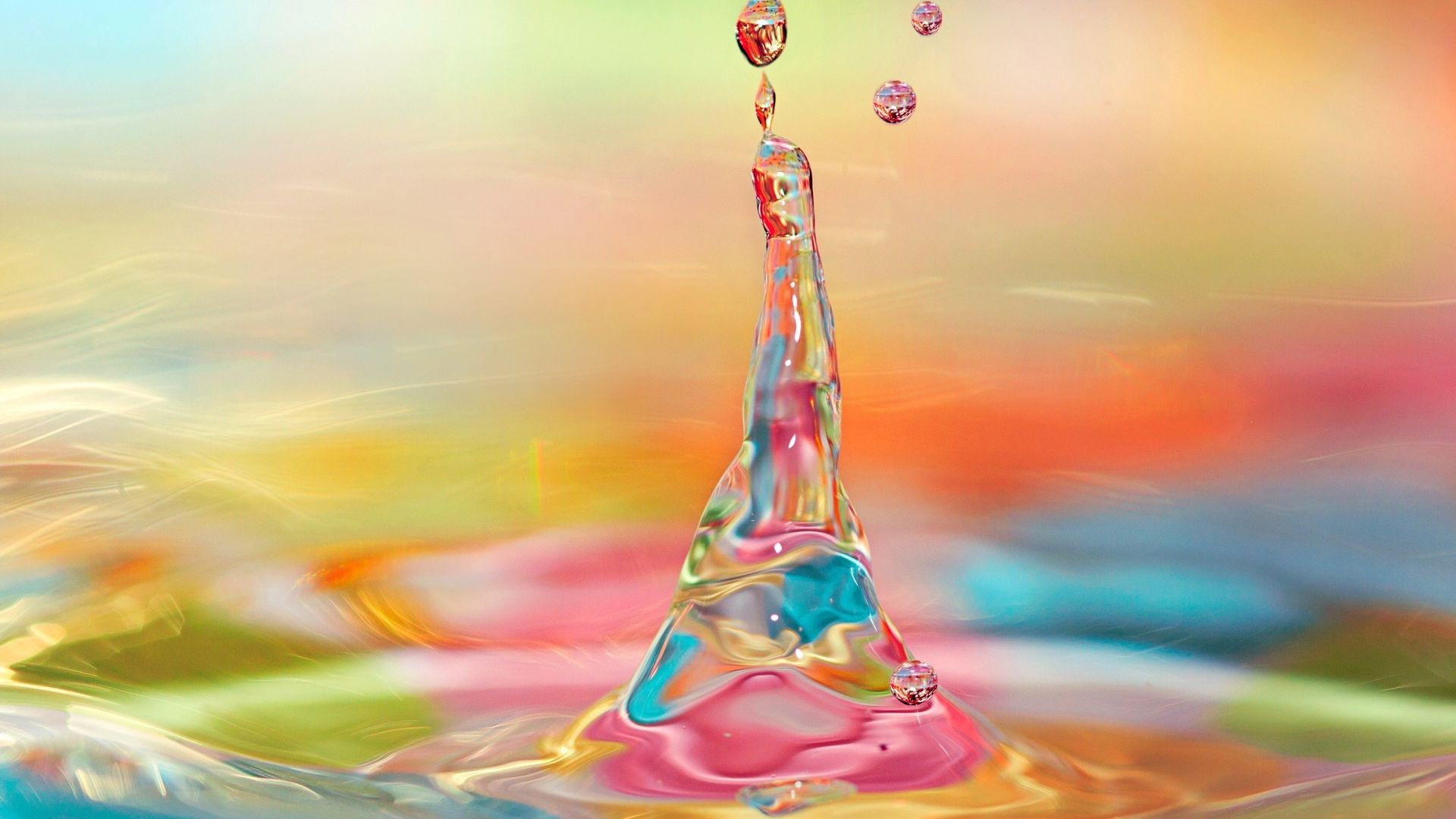 Wallpaper 3d colorful water drop splash