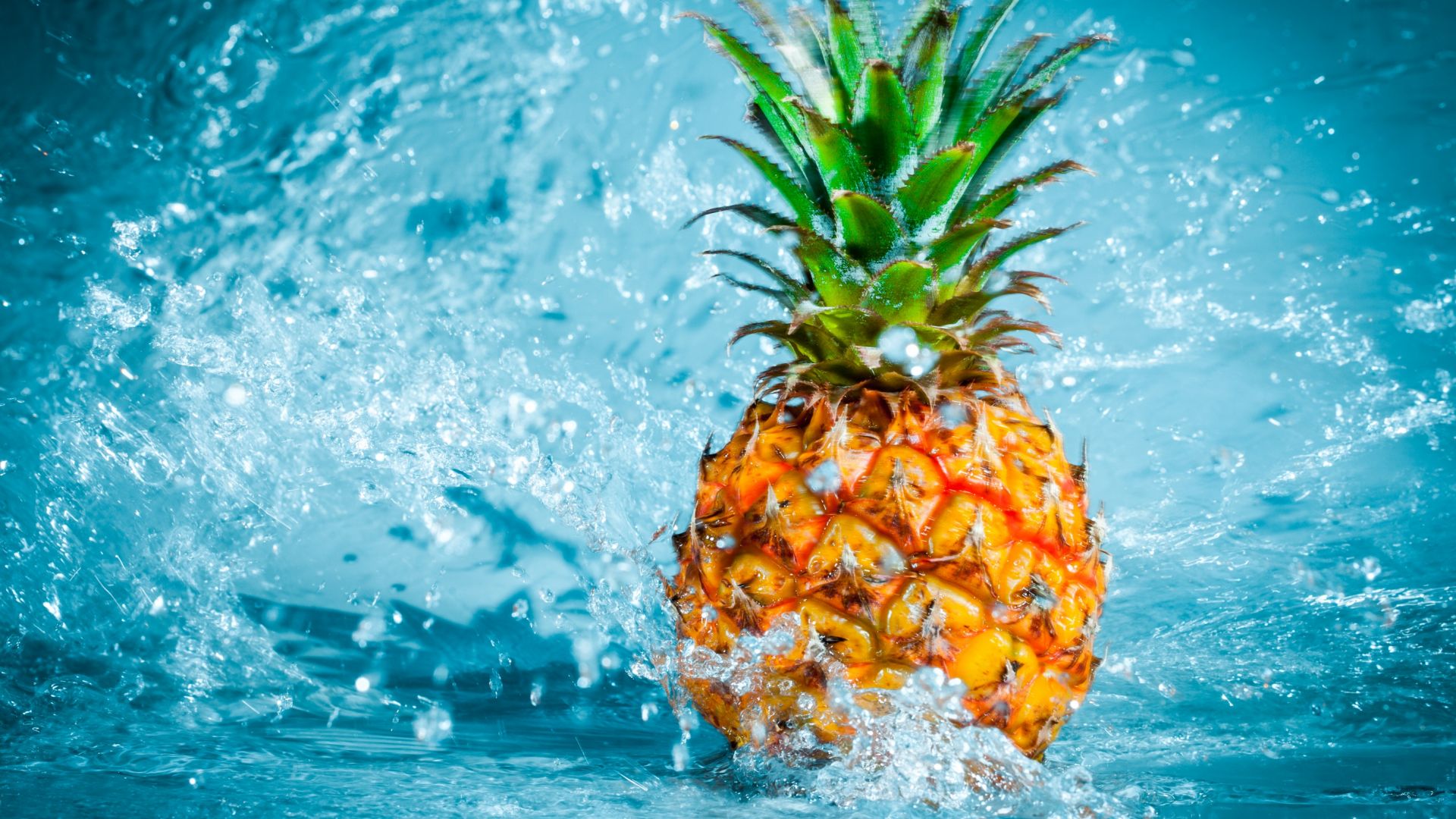 Wallpaper Fruit, pineapple, water splashes