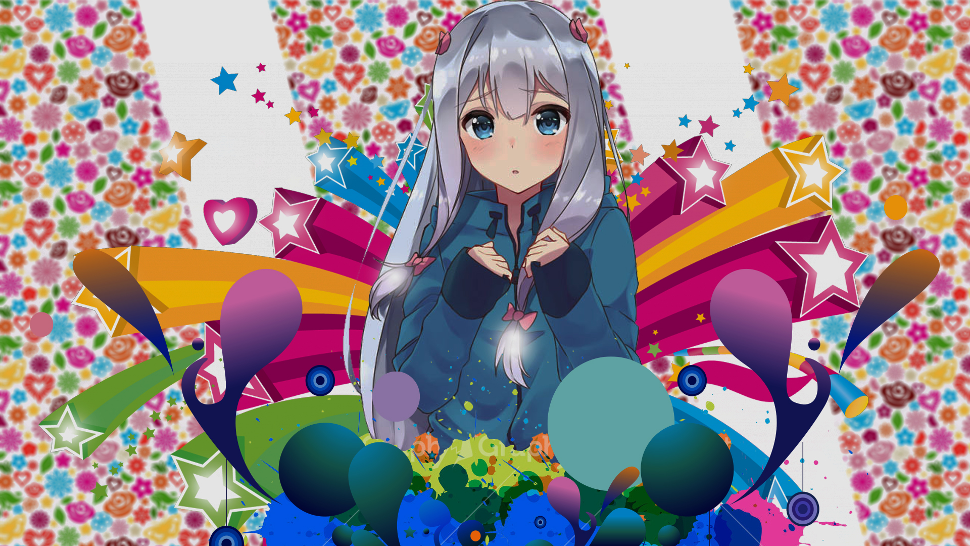Wallpaper Izumi sagiri, cute, colorful, anime girl