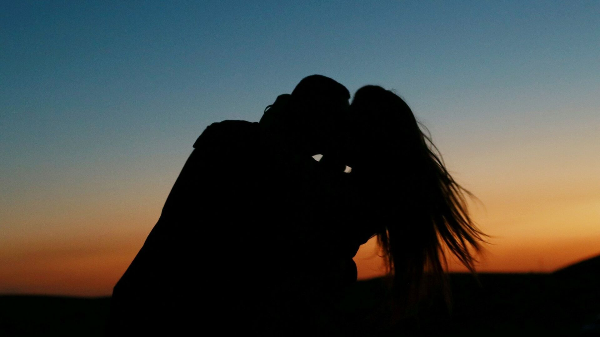 Wallpaper Love, couple, sunset, kiss