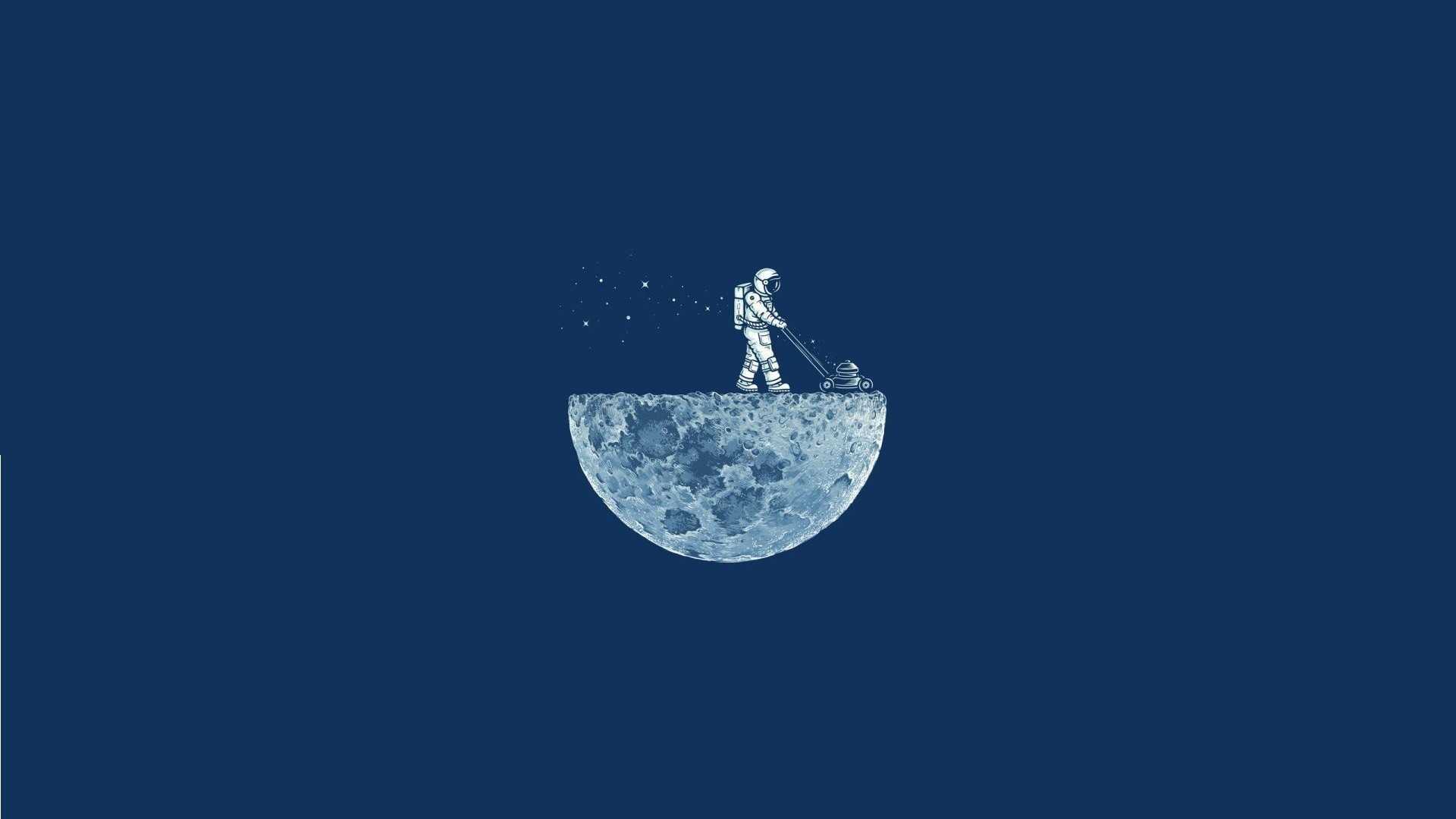 Wallpaper Astronaut and earth, planet, minimalism