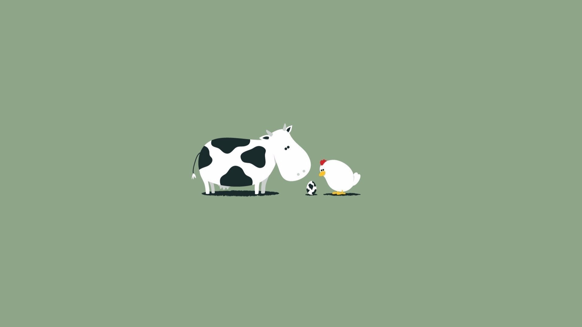 Wallpaper Minimalism cow and chicken