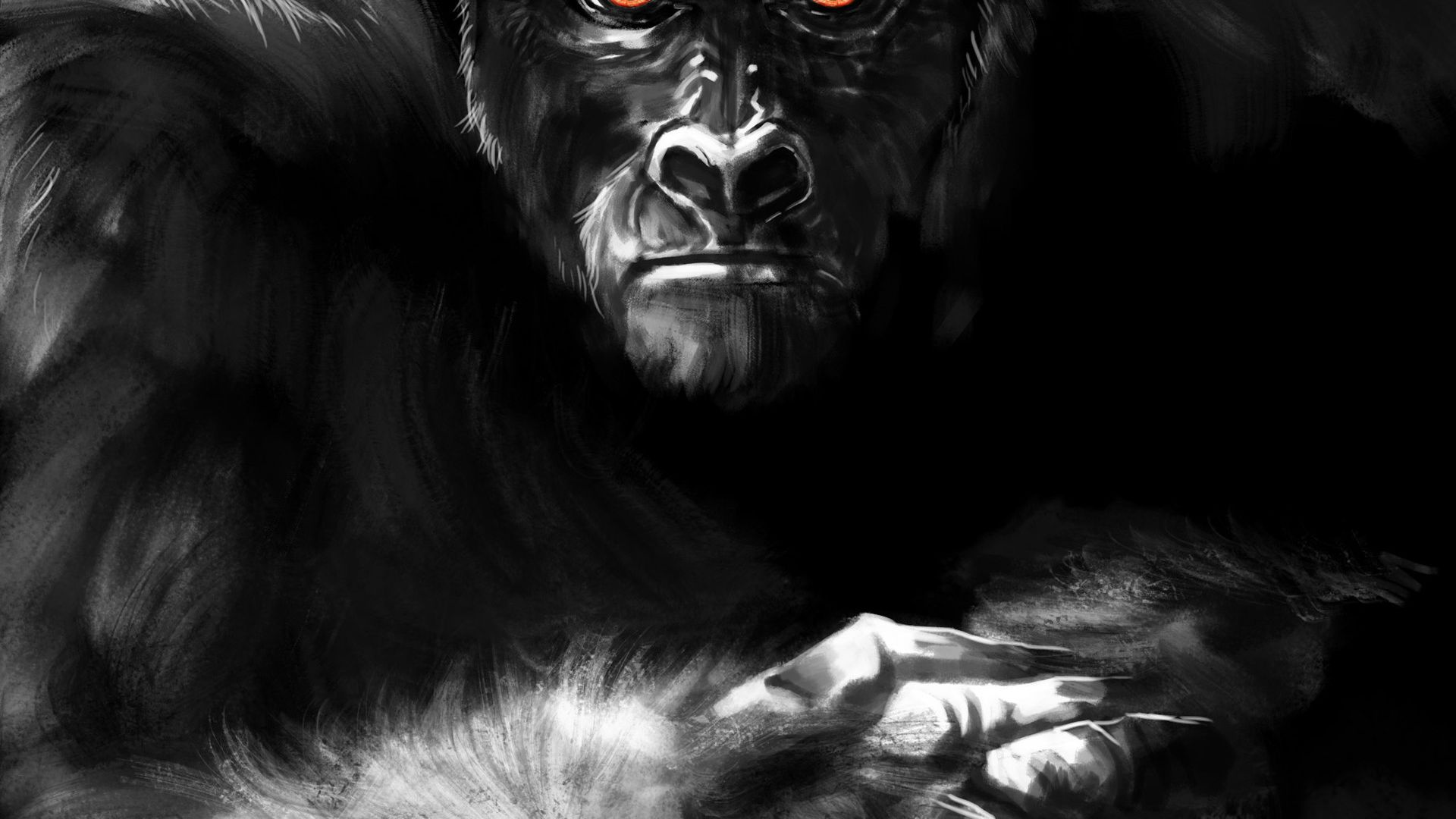 Wallpaper Dark, Kong, monkey, gorilla, art, Kong: skull island